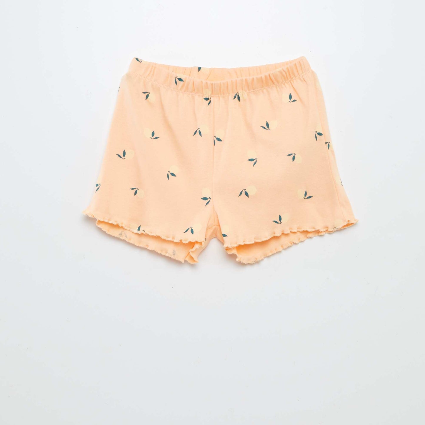 Pijama con camiseta + short con estampado y bordes festoneados - 2 piezas NARANJA
