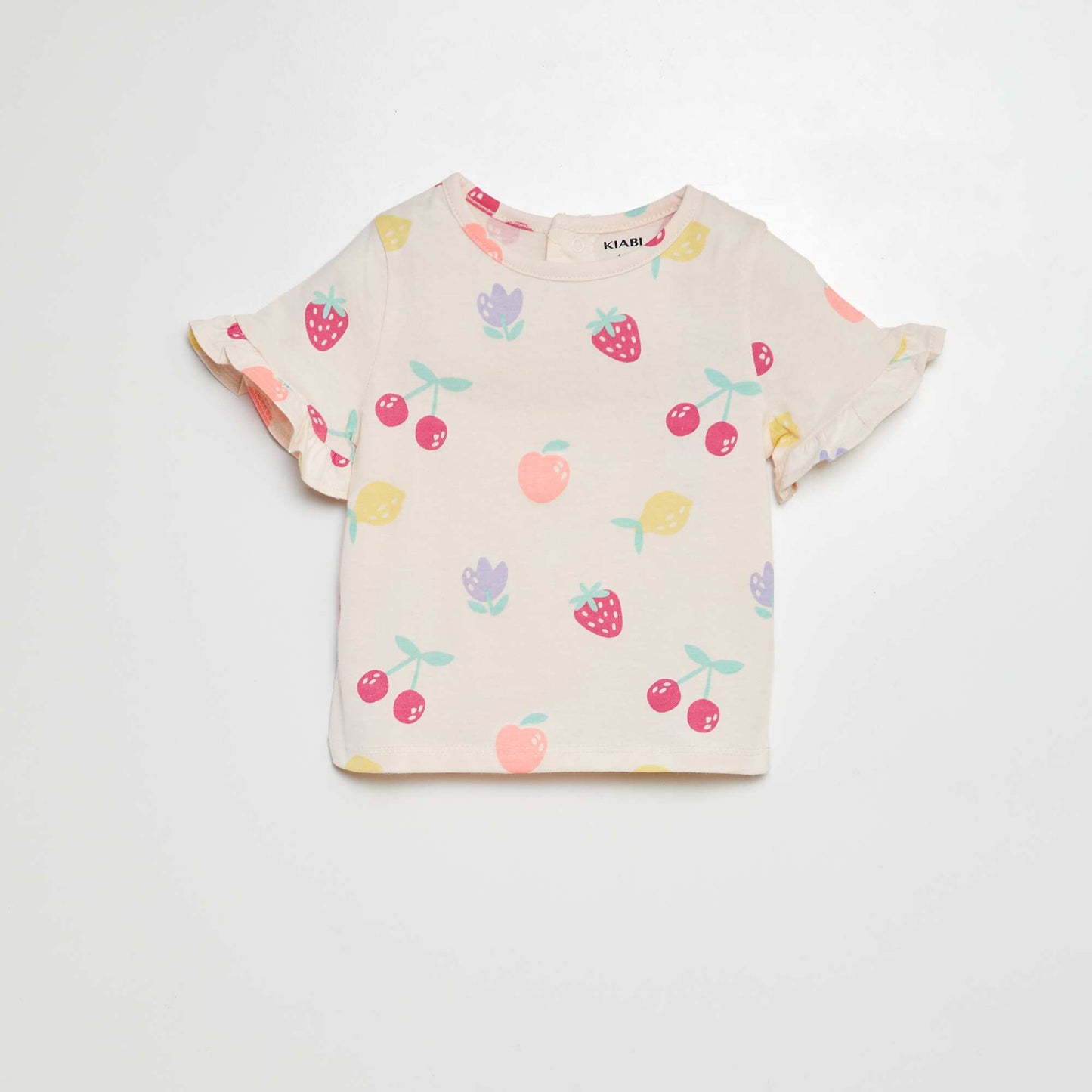 Camiseta estampada de manga corta con volantes ROSA