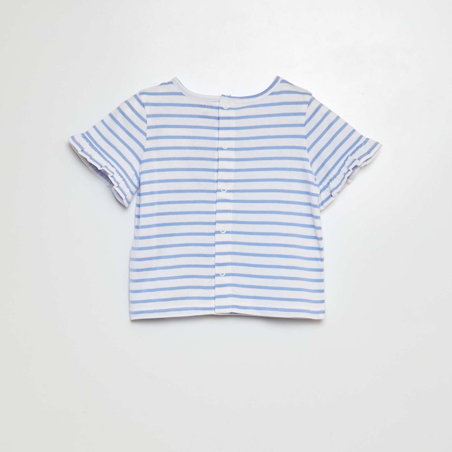 Camiseta estampada de manga corta con volantes BLANCO
