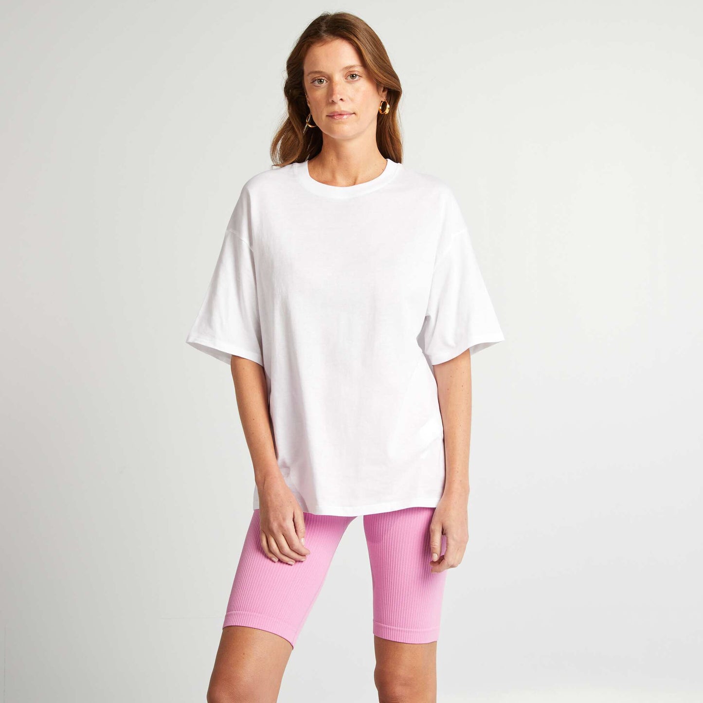 Camiseta oversize lisa de manga corta BLANCO