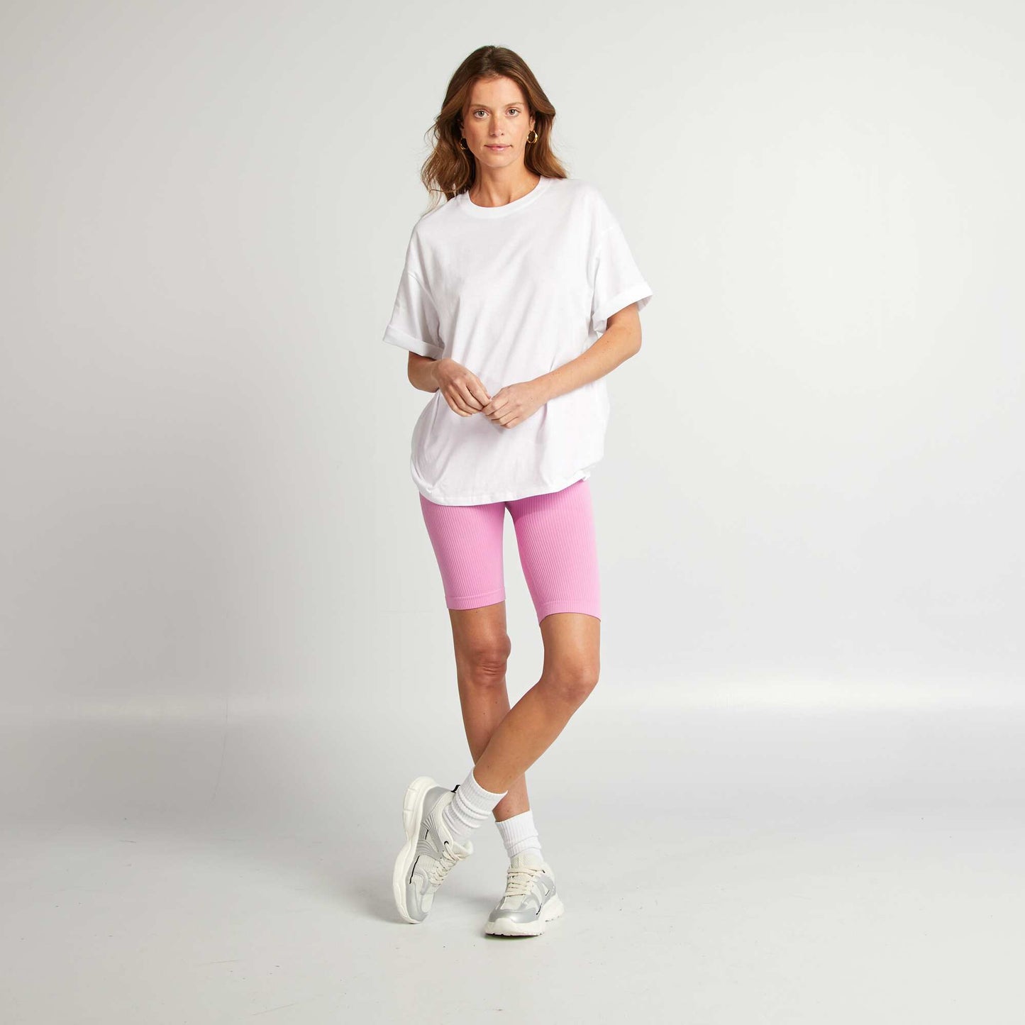 Camiseta oversize lisa de manga corta BLANCO