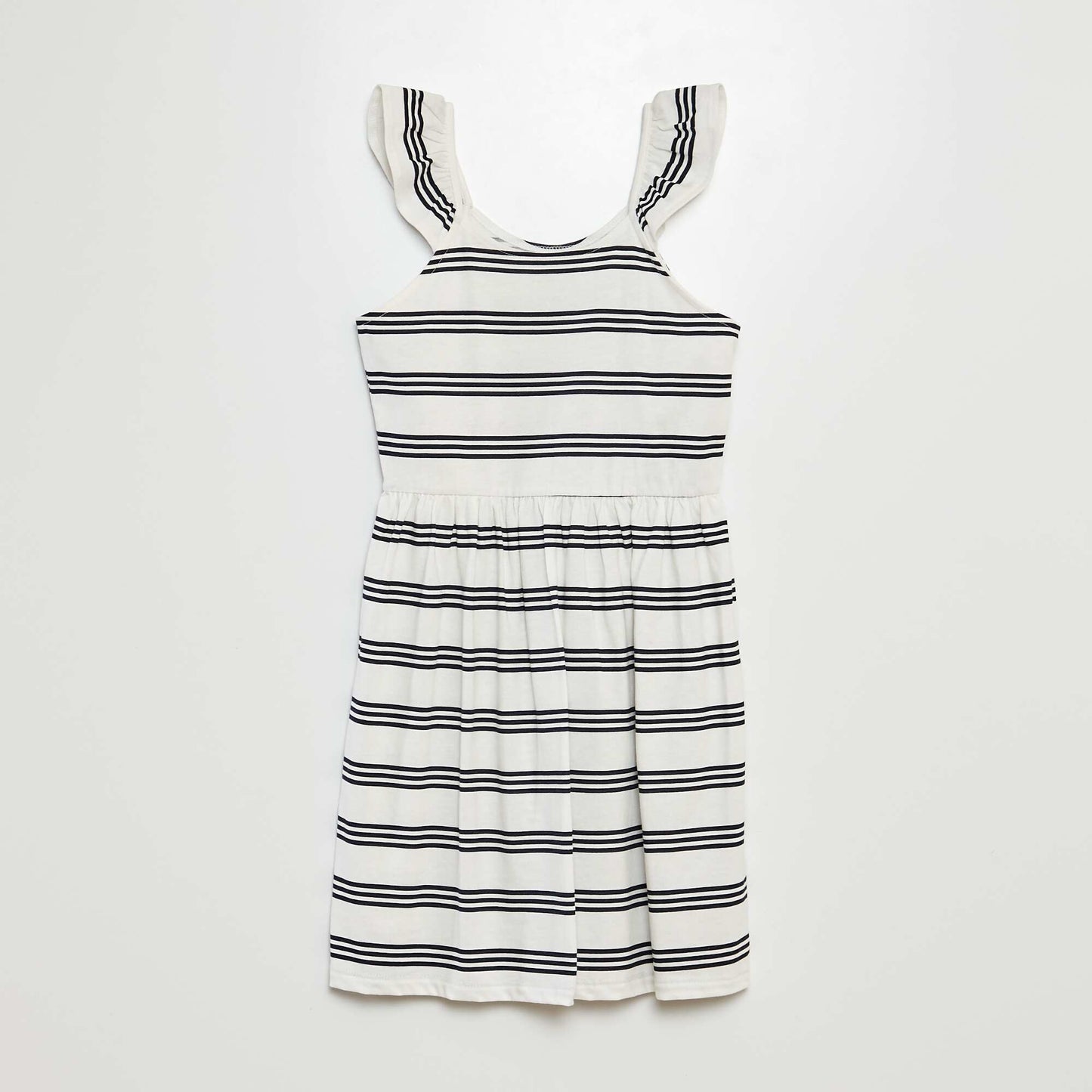 Vestido de tirantes con volantes y estampado AZUL