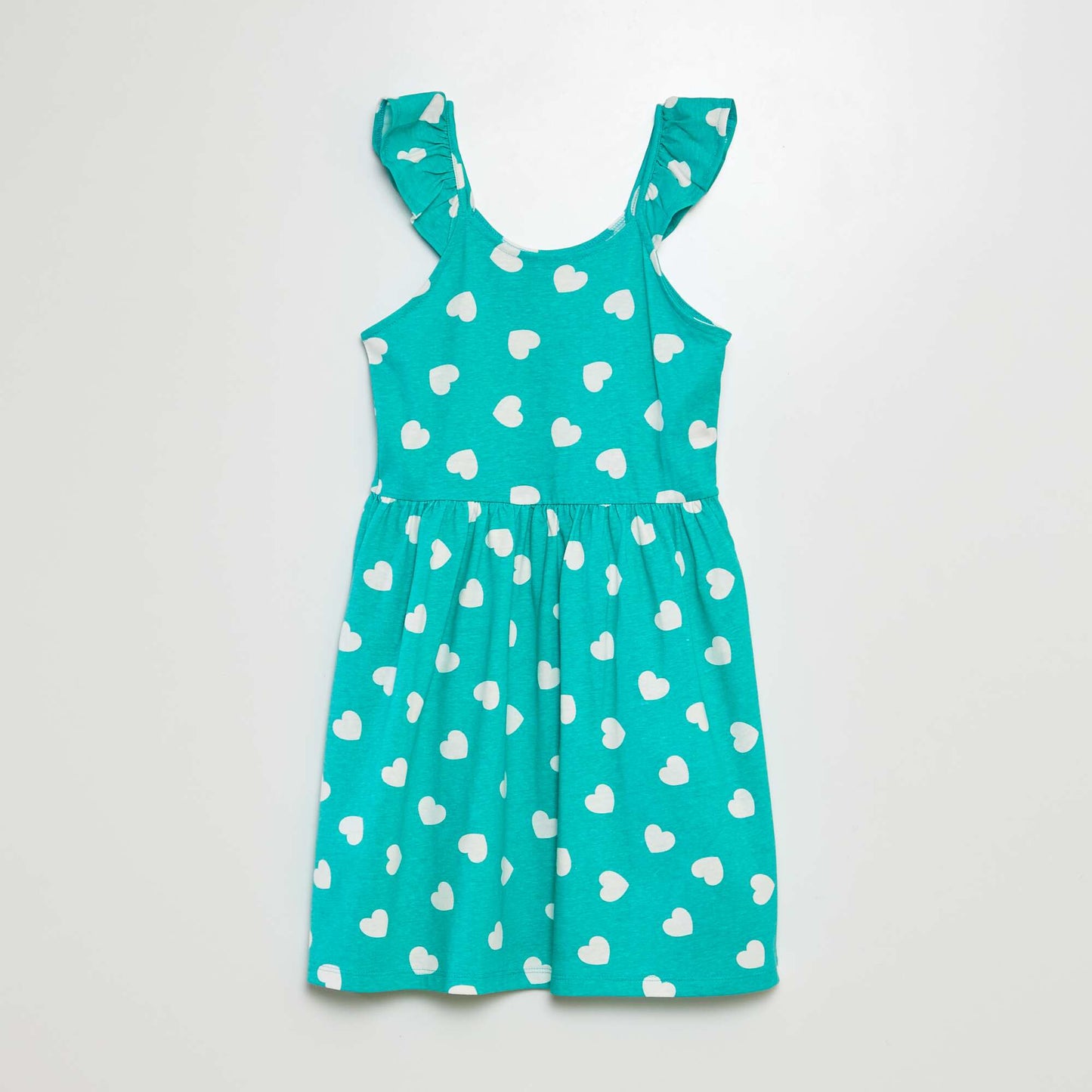 Vestido de tirantes con volantes y estampado VERDE