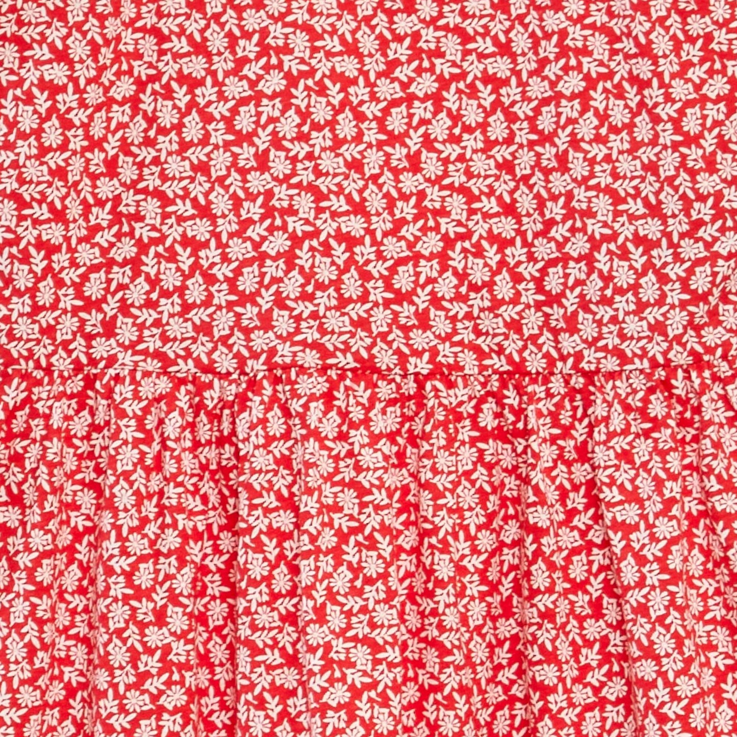 Vestido de tirantes con volantes y estampado ROJO