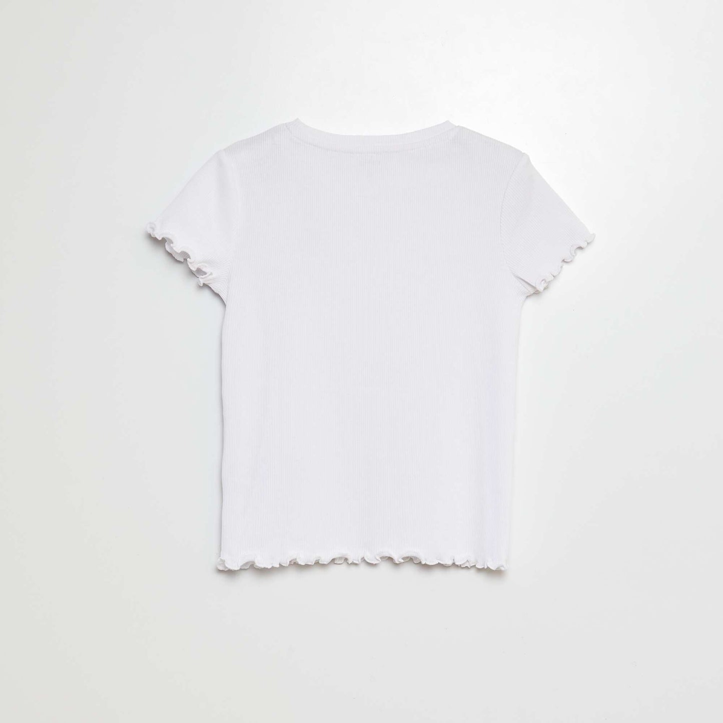 Camiseta de canalé con bordes ondulados BLANCO