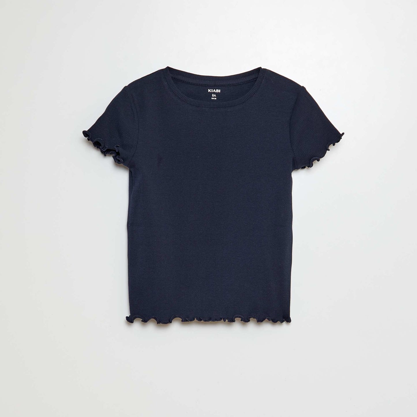 Camiseta de canalé con bordes ondulados AZUL