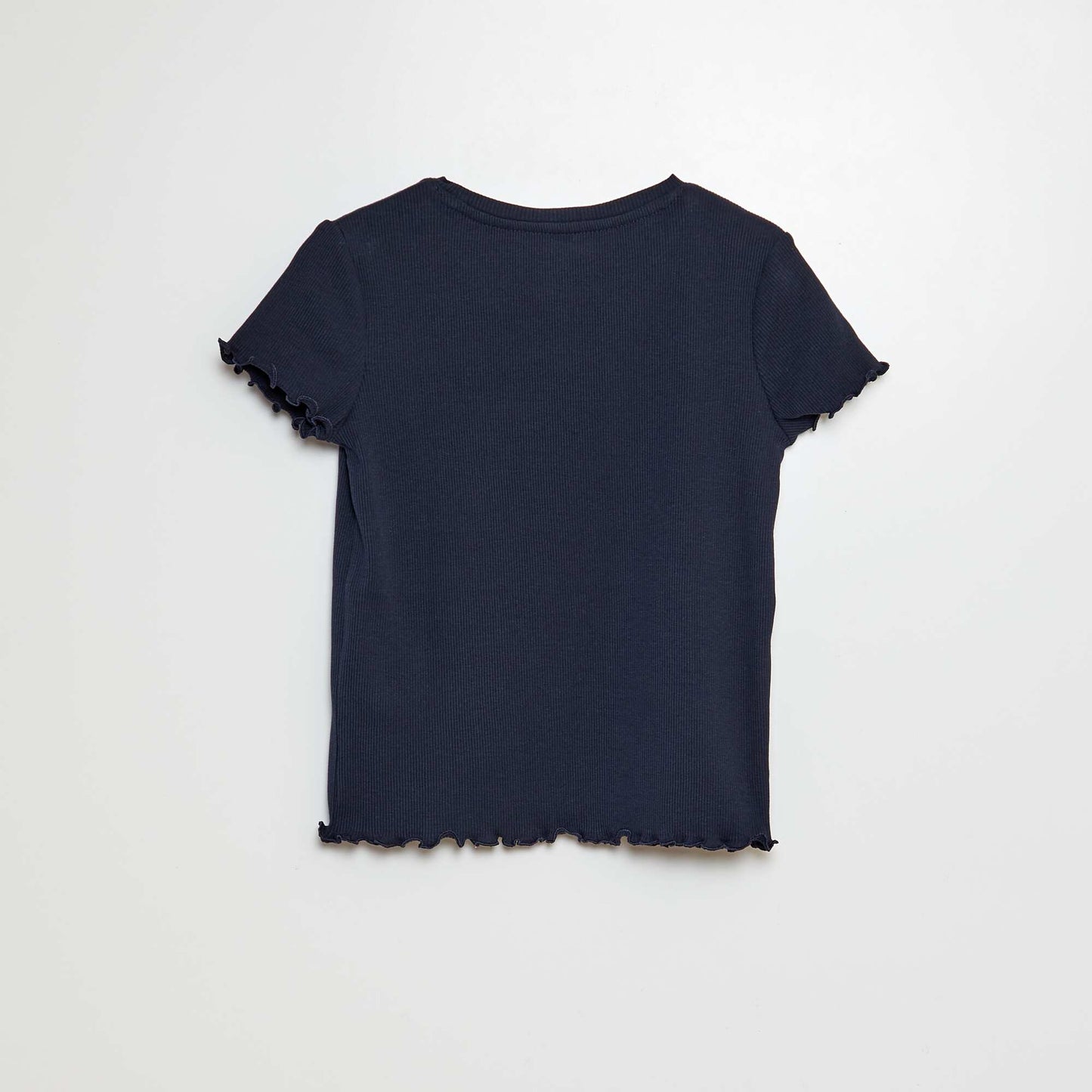 Camiseta de canalé con bordes ondulados AZUL