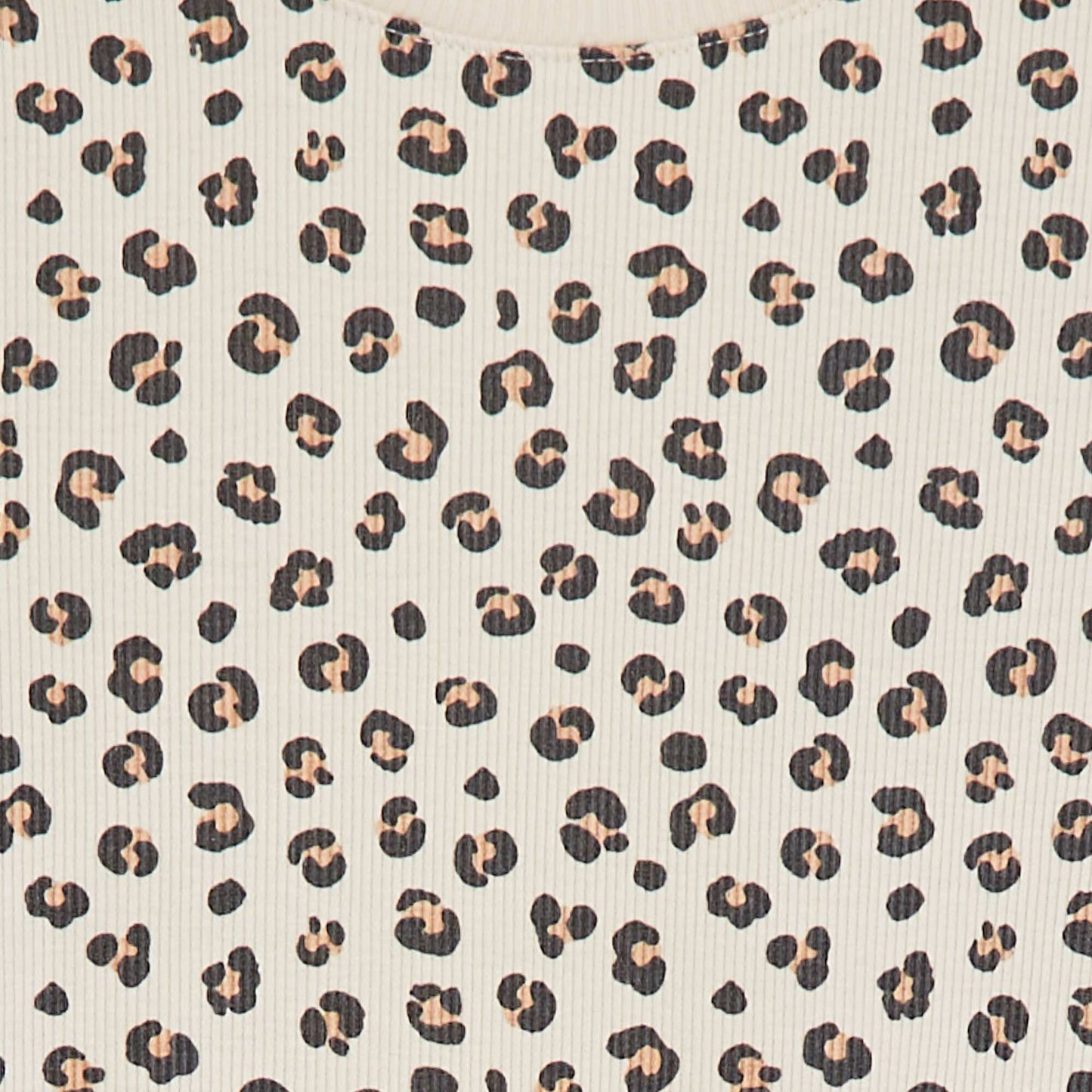 Camiseta de canalé con bordes ondulados y estampados BEIGE