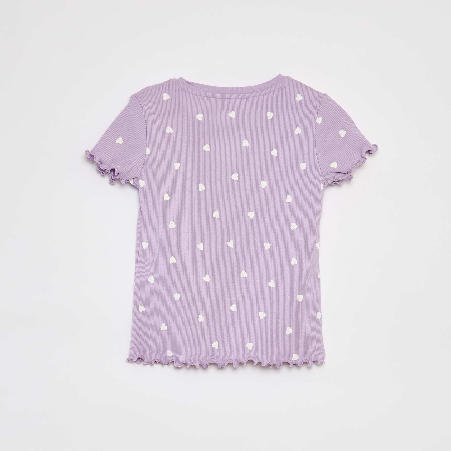 Camiseta de canalé con bordes ondulados y estampados PURPURA