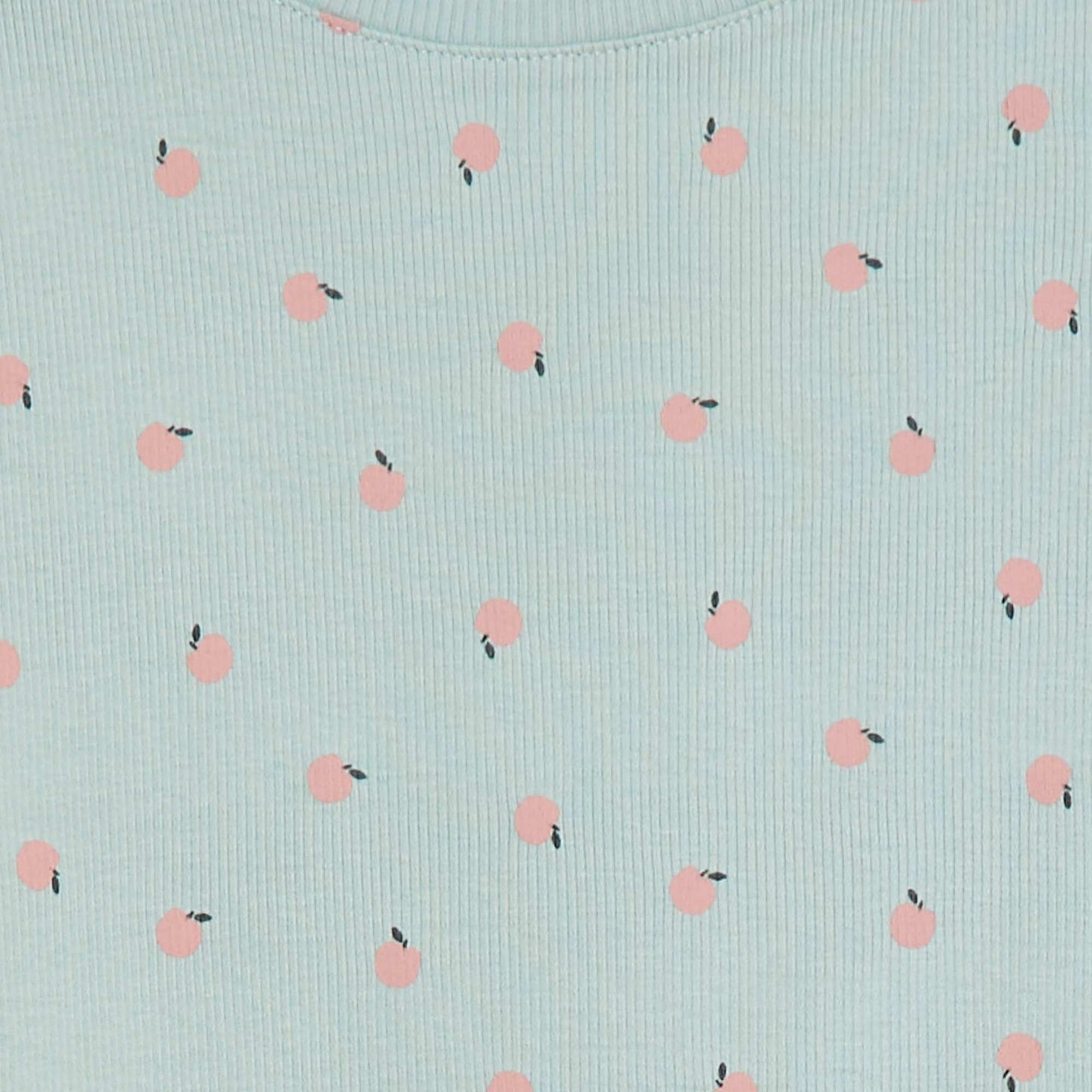 Camiseta de canalé con bordes ondulados y estampados VERDE