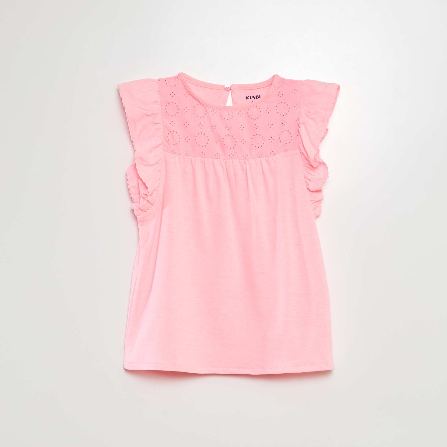 Camiseta con bordado inglés ROSA