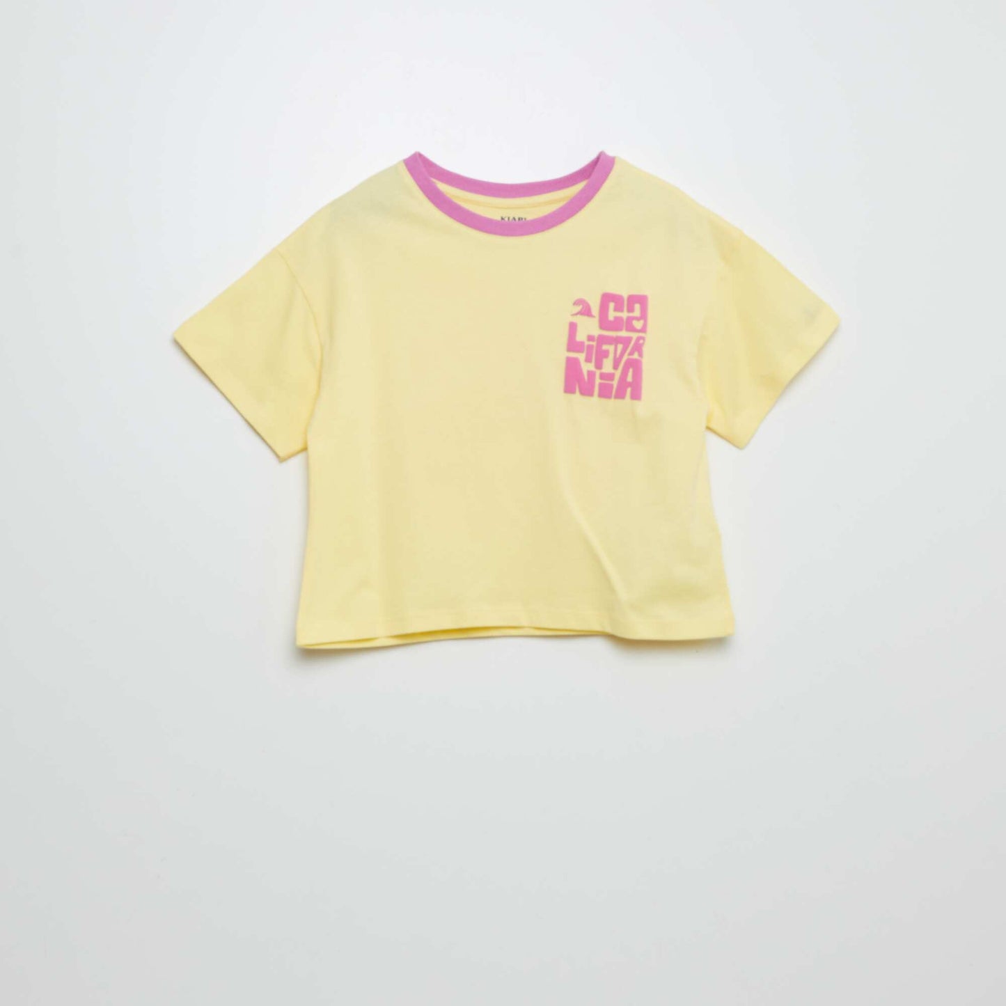 Camiseta de manga corta con cuello redondo estampada AMARILLO