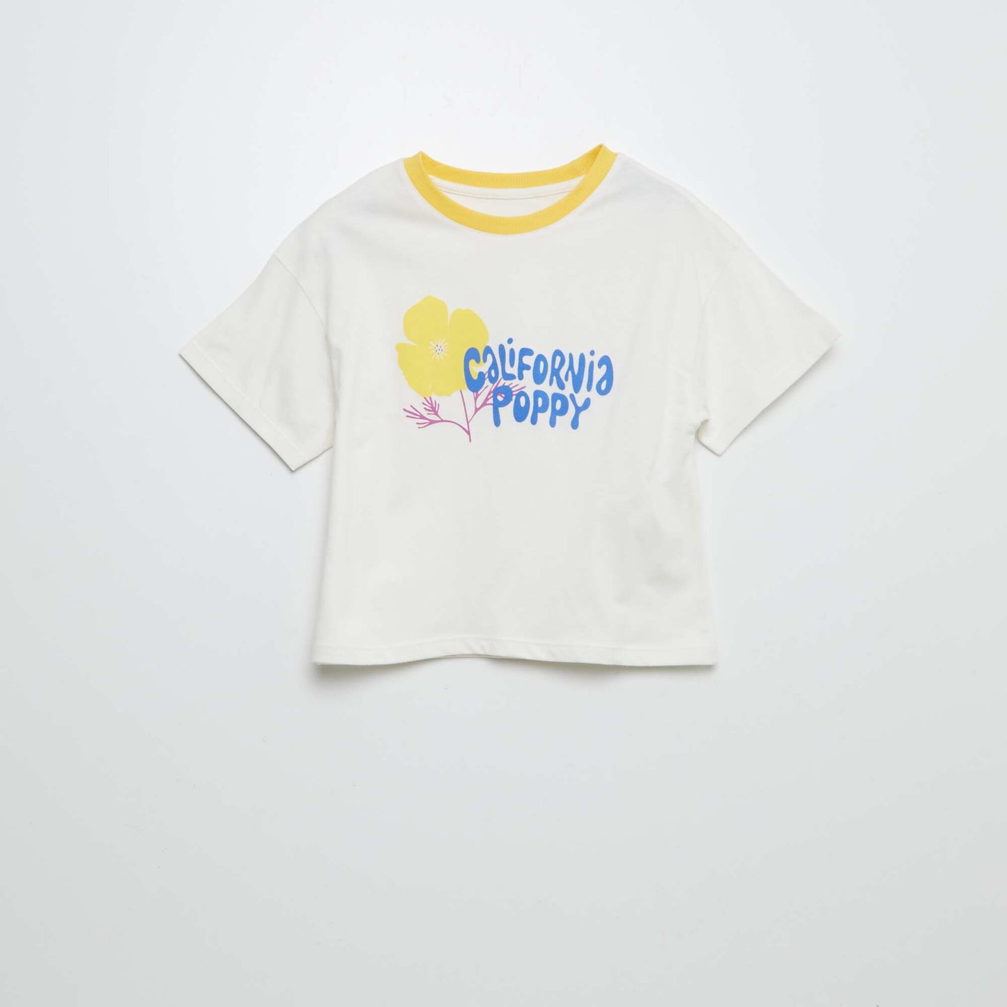 Camiseta de manga corta con cuello redondo estampada BLANCO