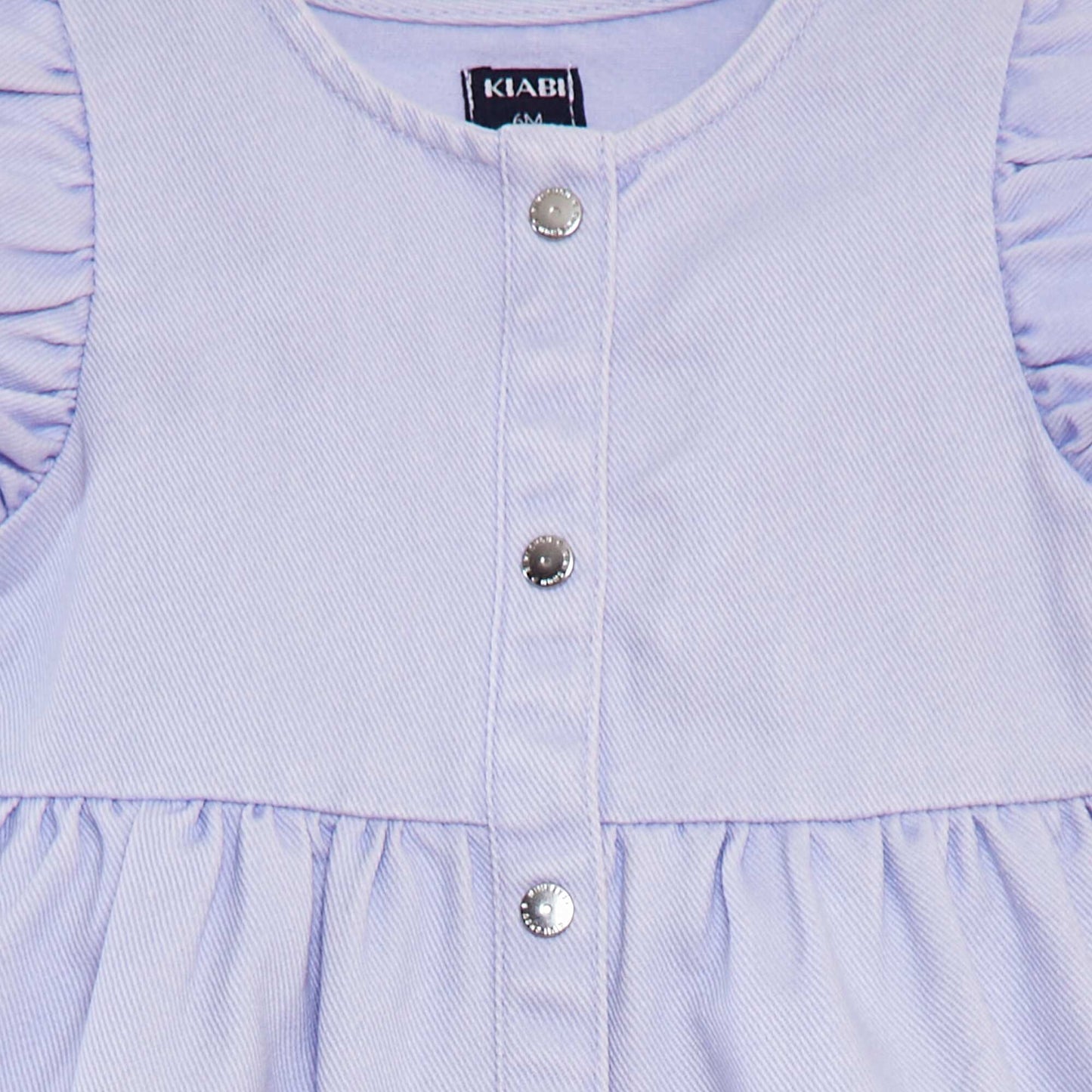 Vestido jean con manga corta con volante PURPURA