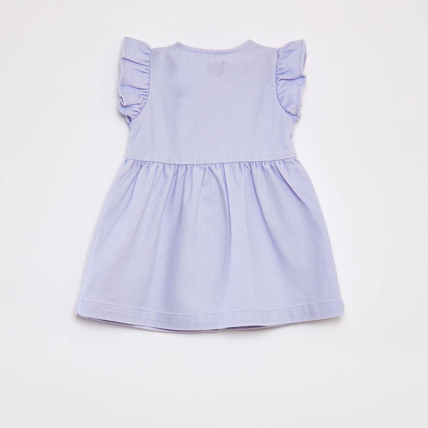 Vestido jean con manga corta con volante PURPURA