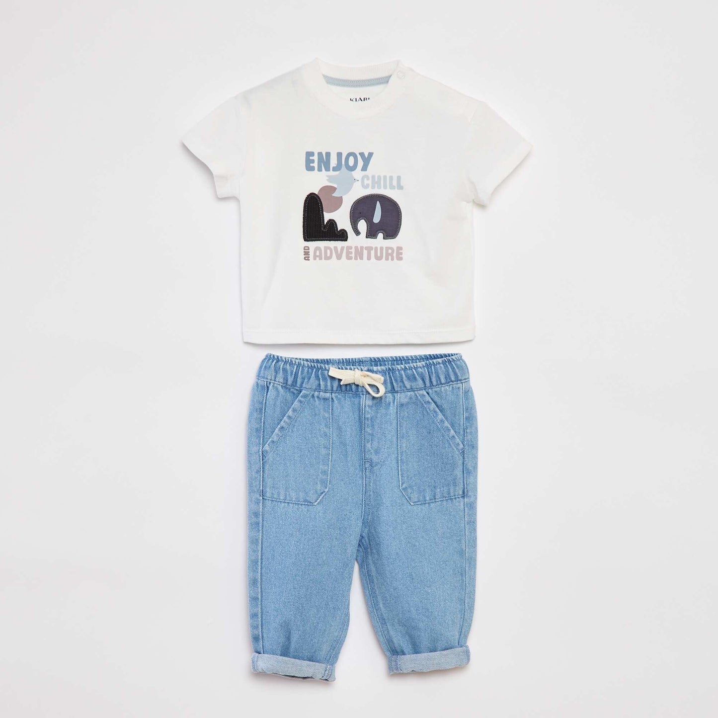 Conjunto de camiseta de manga corta + pantalón - 2 piezas BEIGE