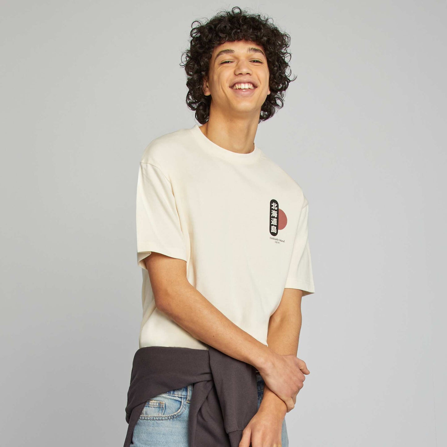 Camiseta de manga corta estampado ambos lados BEIGE