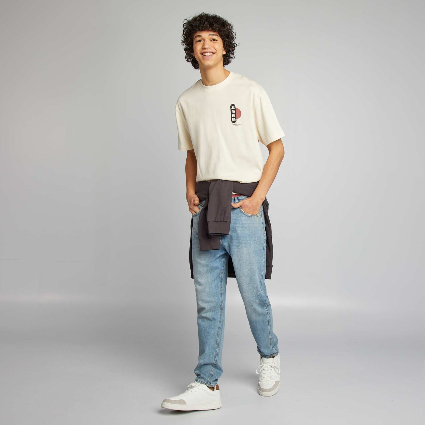 Camiseta de manga corta estampado ambos lados BEIGE