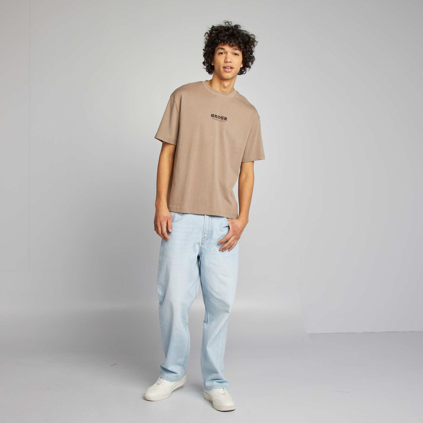 Camiseta de manga corta estampado ambos lados BEIGE