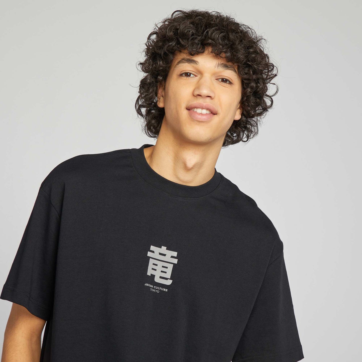 Camiseta de manga corta estampado ambos lados NEGRO
