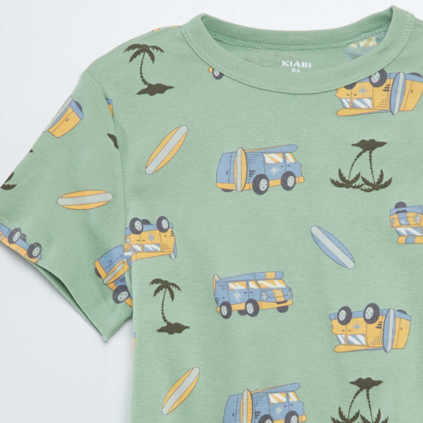 Conjunto de pijama corto con camiseta + short estampado - 2 piezas VERDE