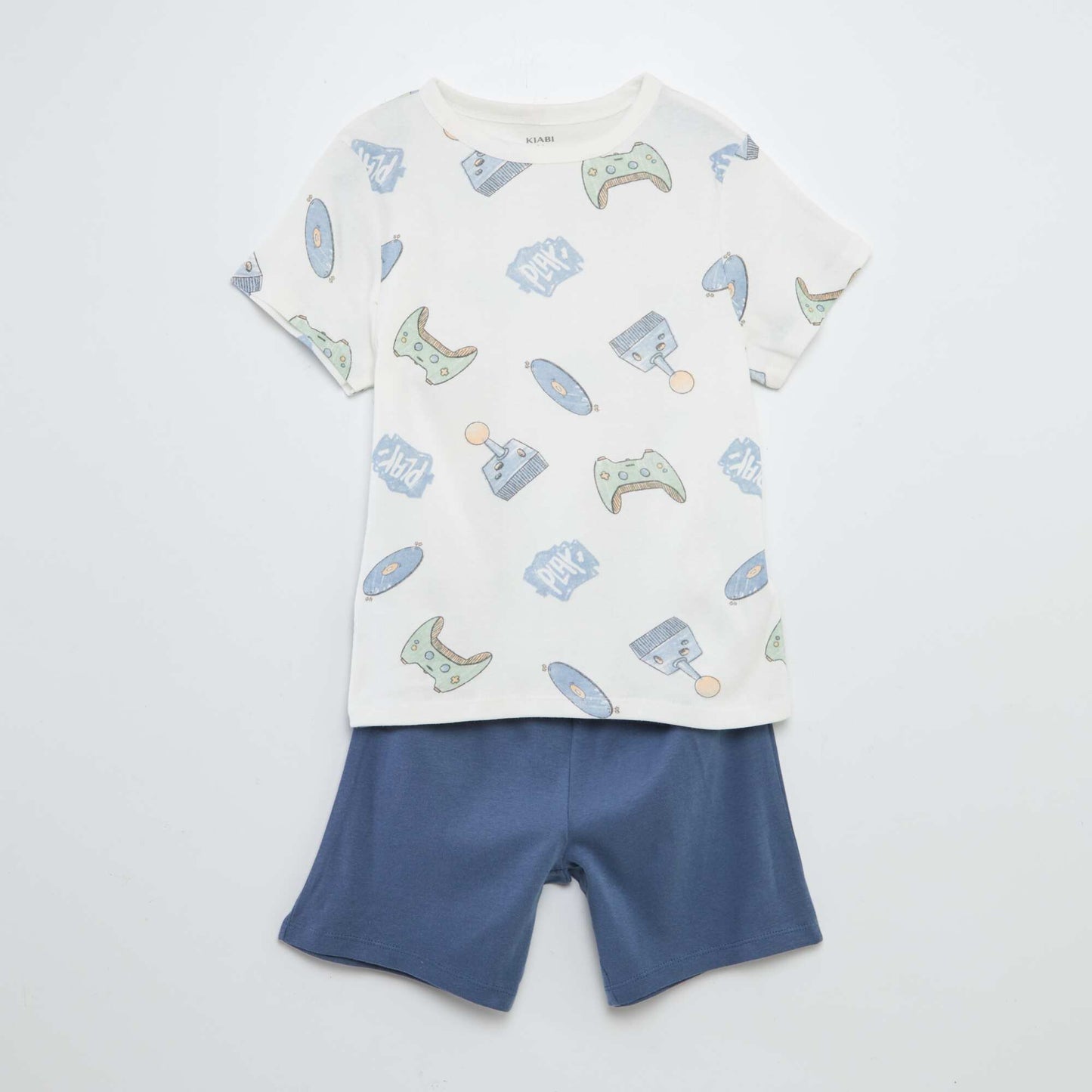 Conjunto de pijama corto con camiseta + short estampado - 2 piezas BLANCO