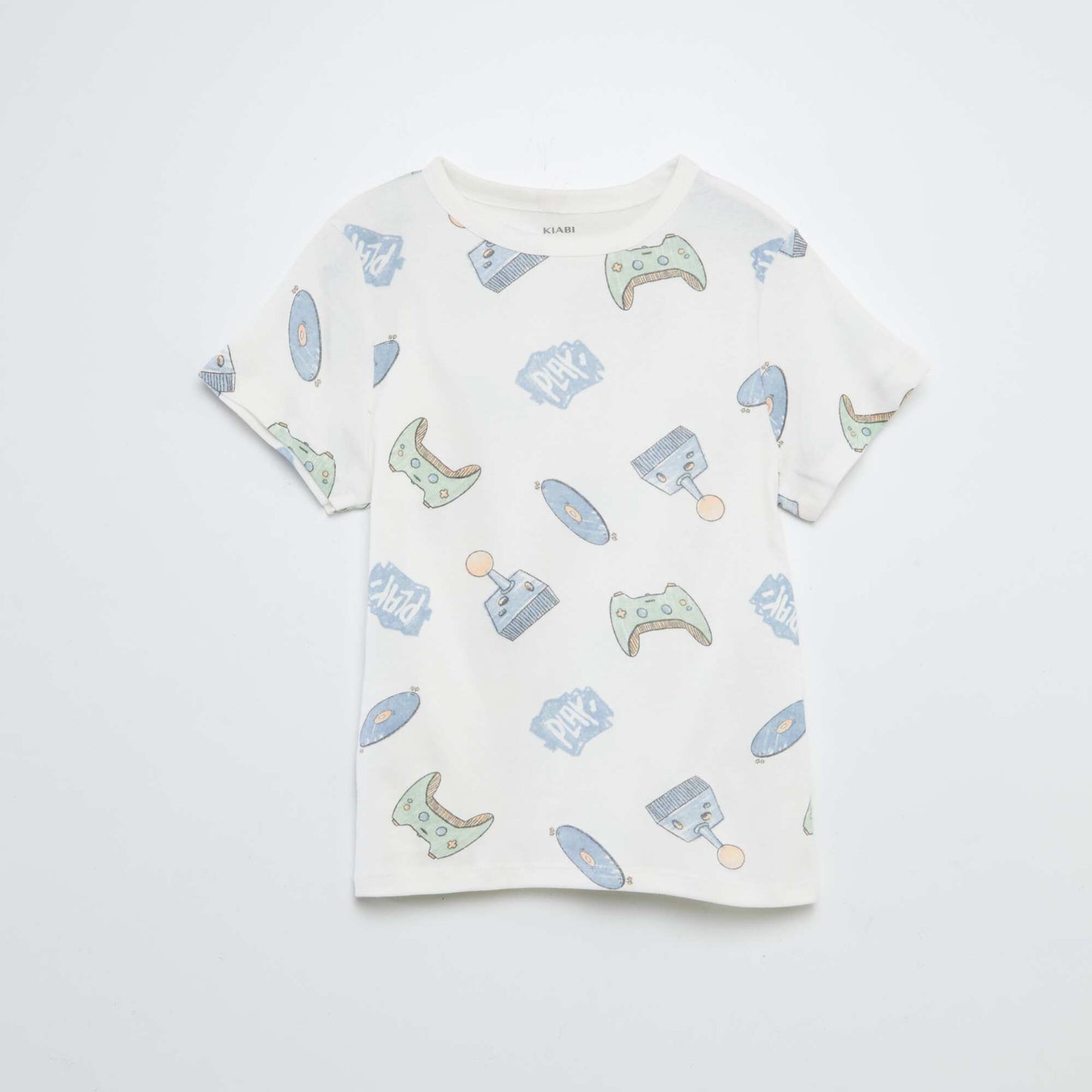 Conjunto de pijama corto con camiseta + short estampado - 2 piezas BLANCO