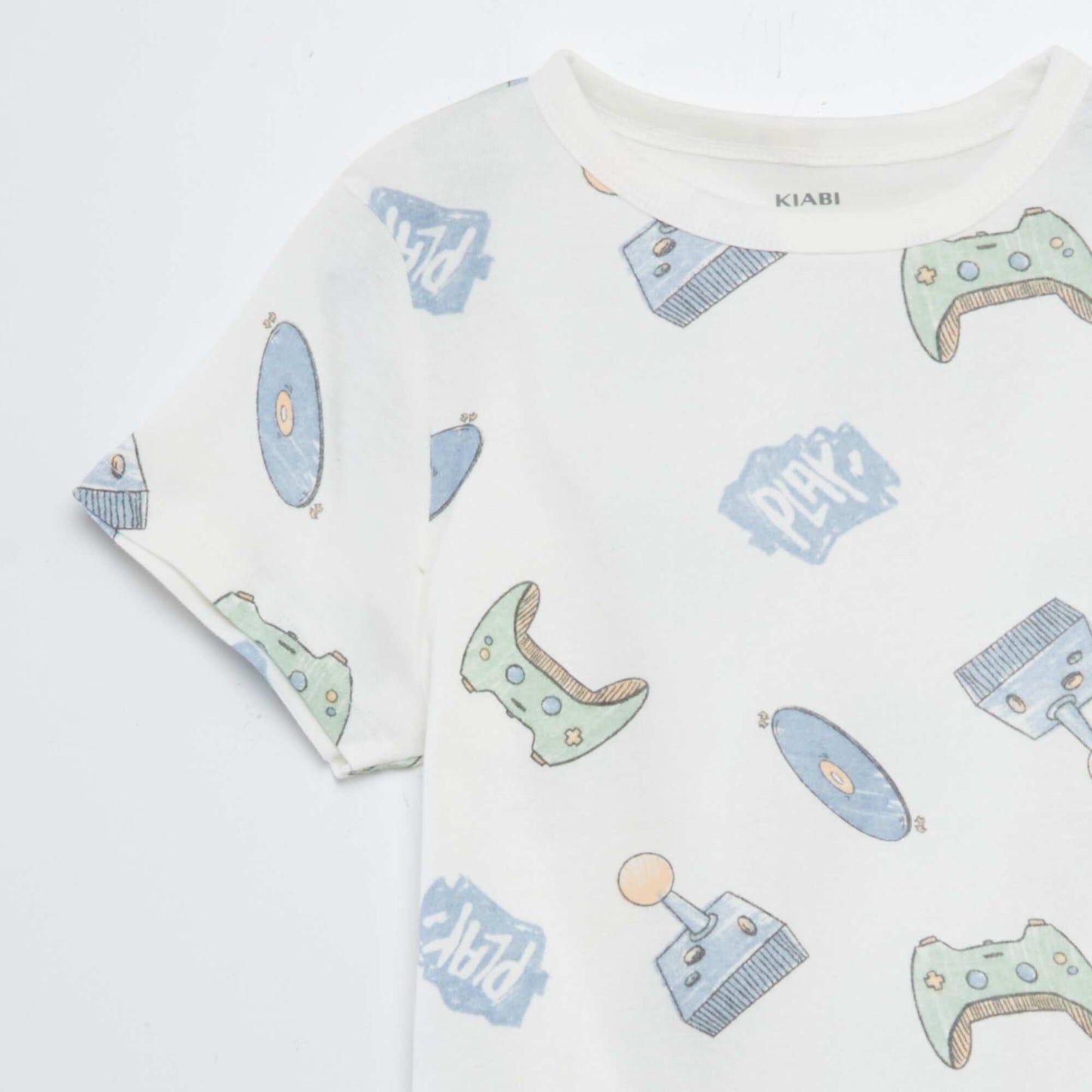 Conjunto de pijama corto con camiseta + short estampado - 2 piezas BLANCO