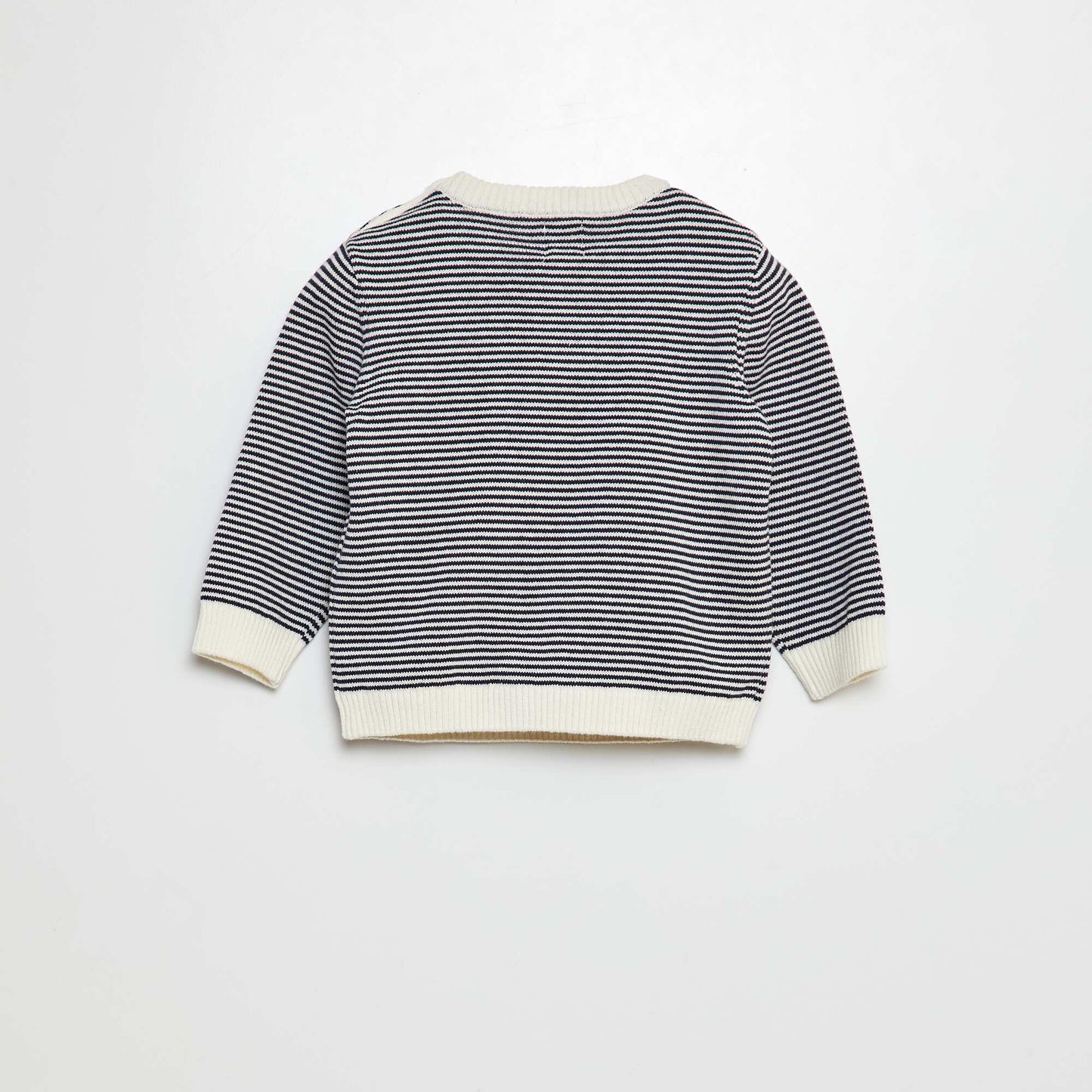 Sweater de rayas con cuello redondo BLANCO