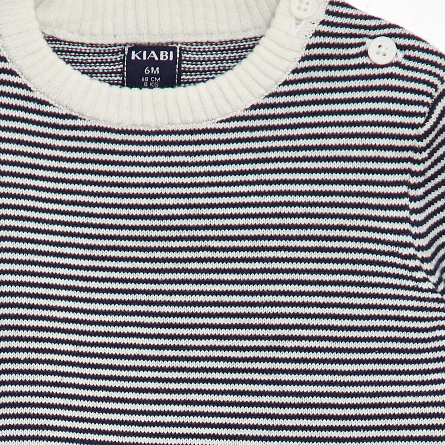 Sweater de rayas con cuello redondo BLANCO