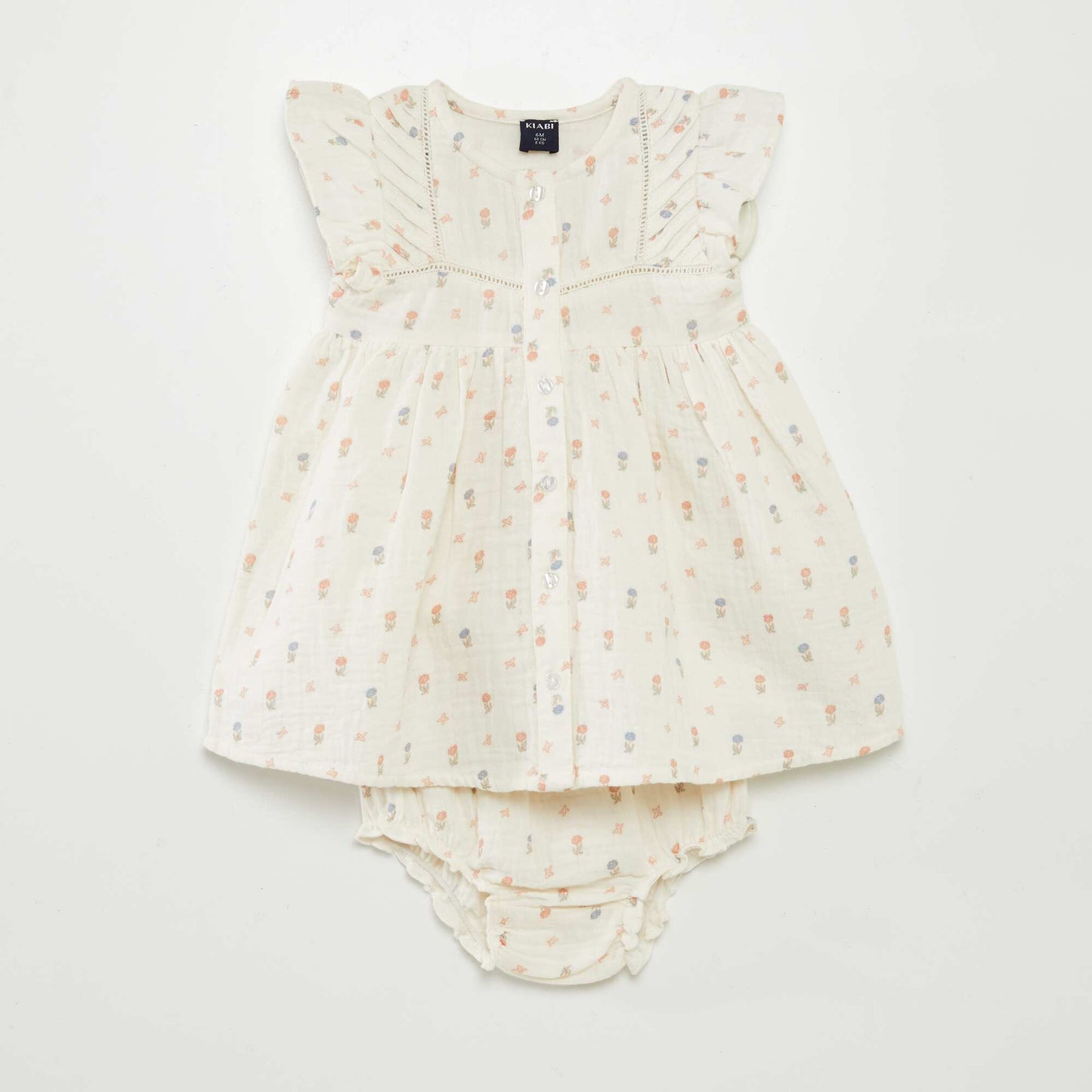 Vestido de gasa de algodón + braguita - 2 piezas BLANCO