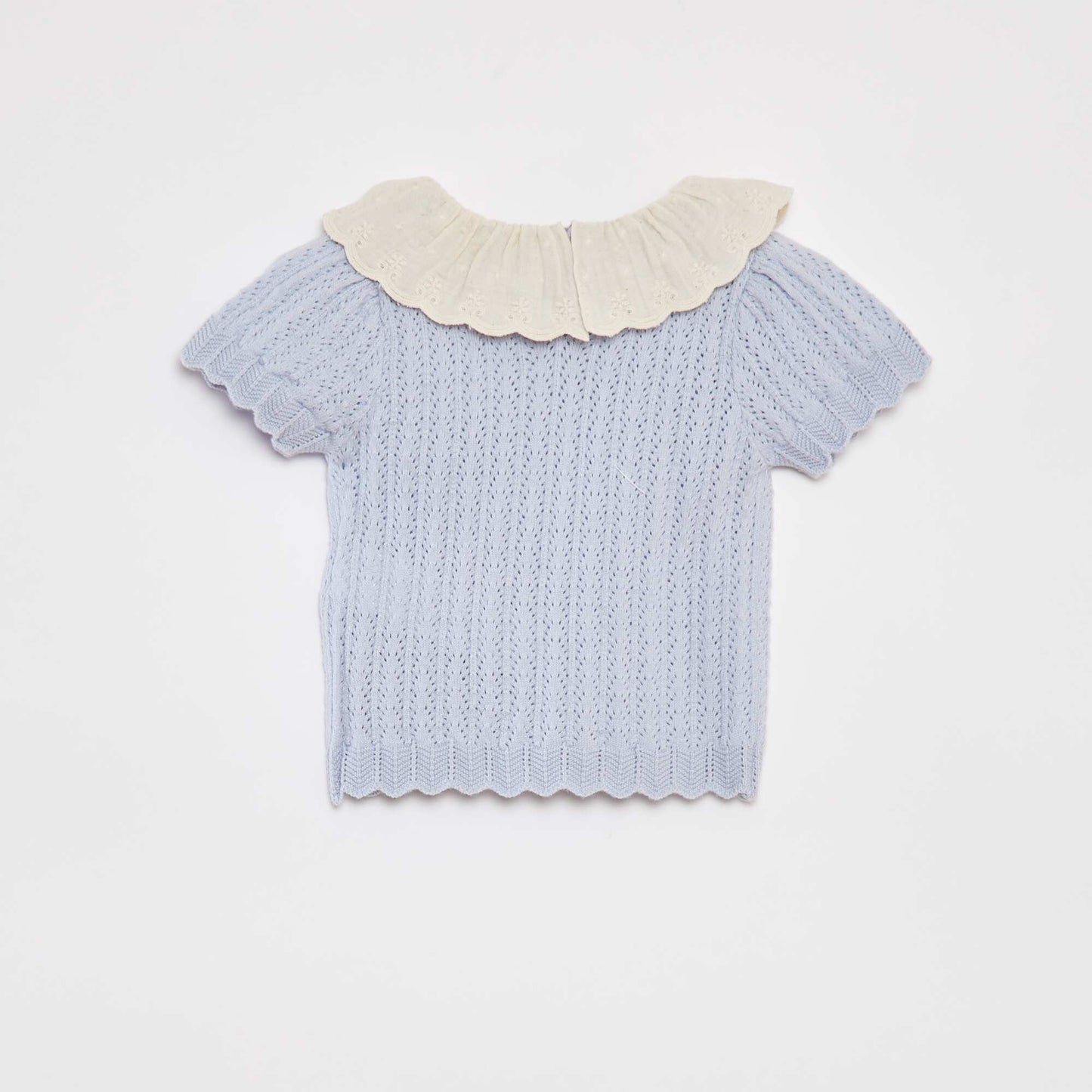 Conjunto de blusa con cuello de fantasía + legging de punto AZUL