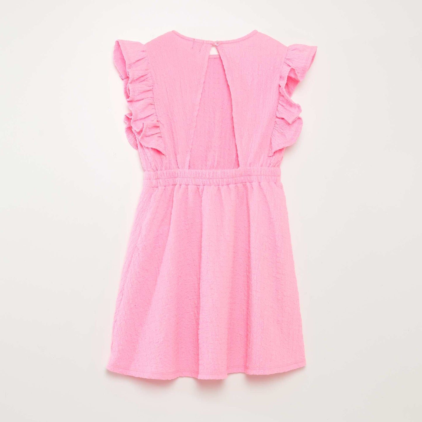 Vestido con volantes de tejido gofrado ROSA