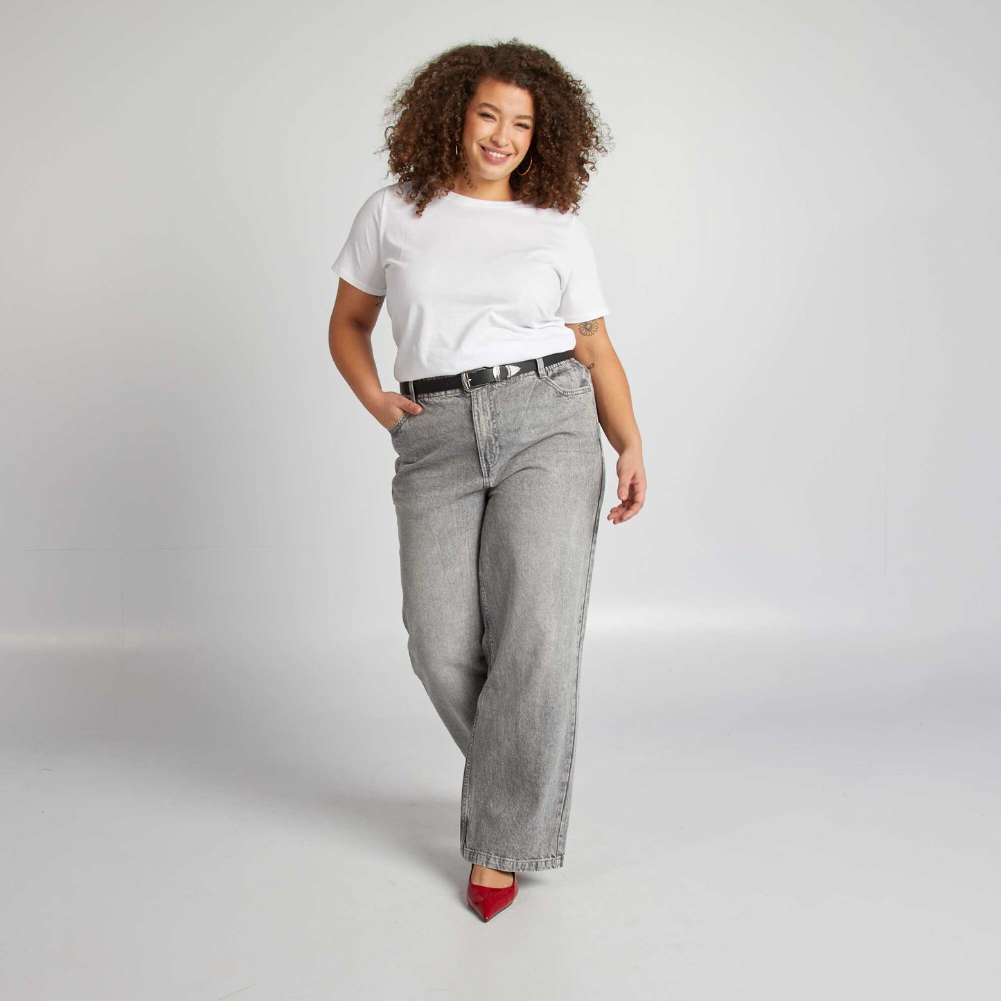 Jean con cintura elástica GRIS