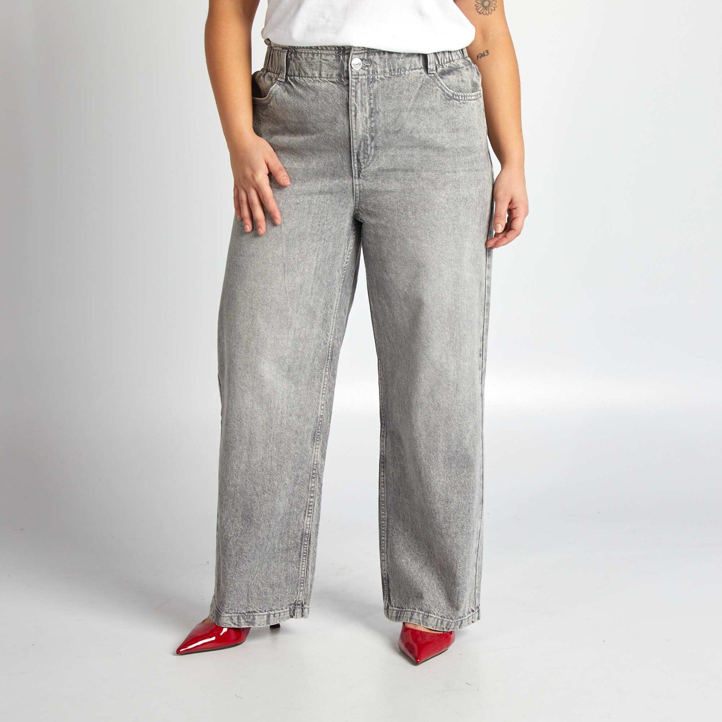 Jean con cintura elástica GRIS