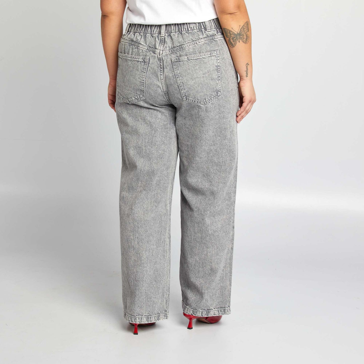 Jean con cintura elástica GRIS