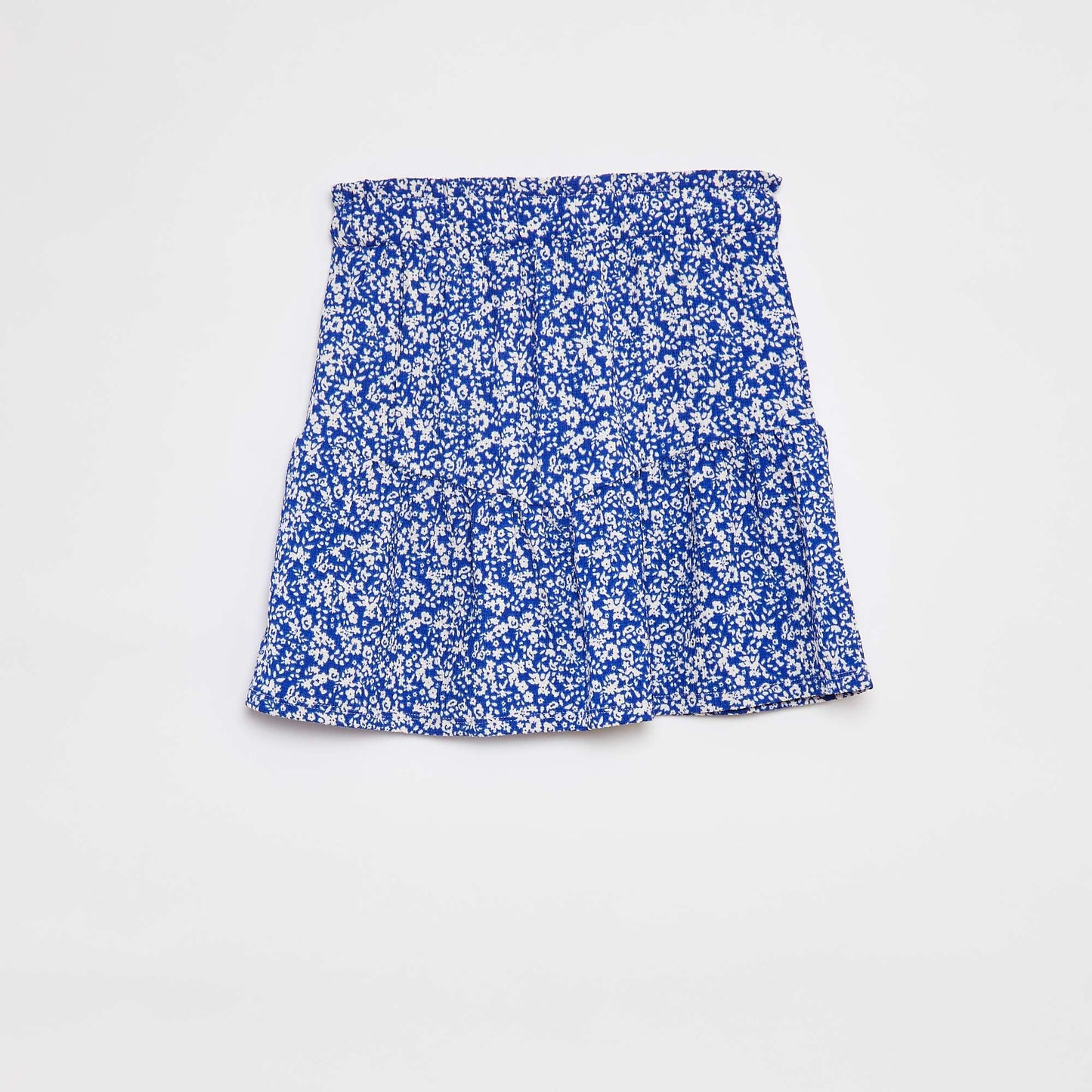 Falda corta evasé de flores AZUL