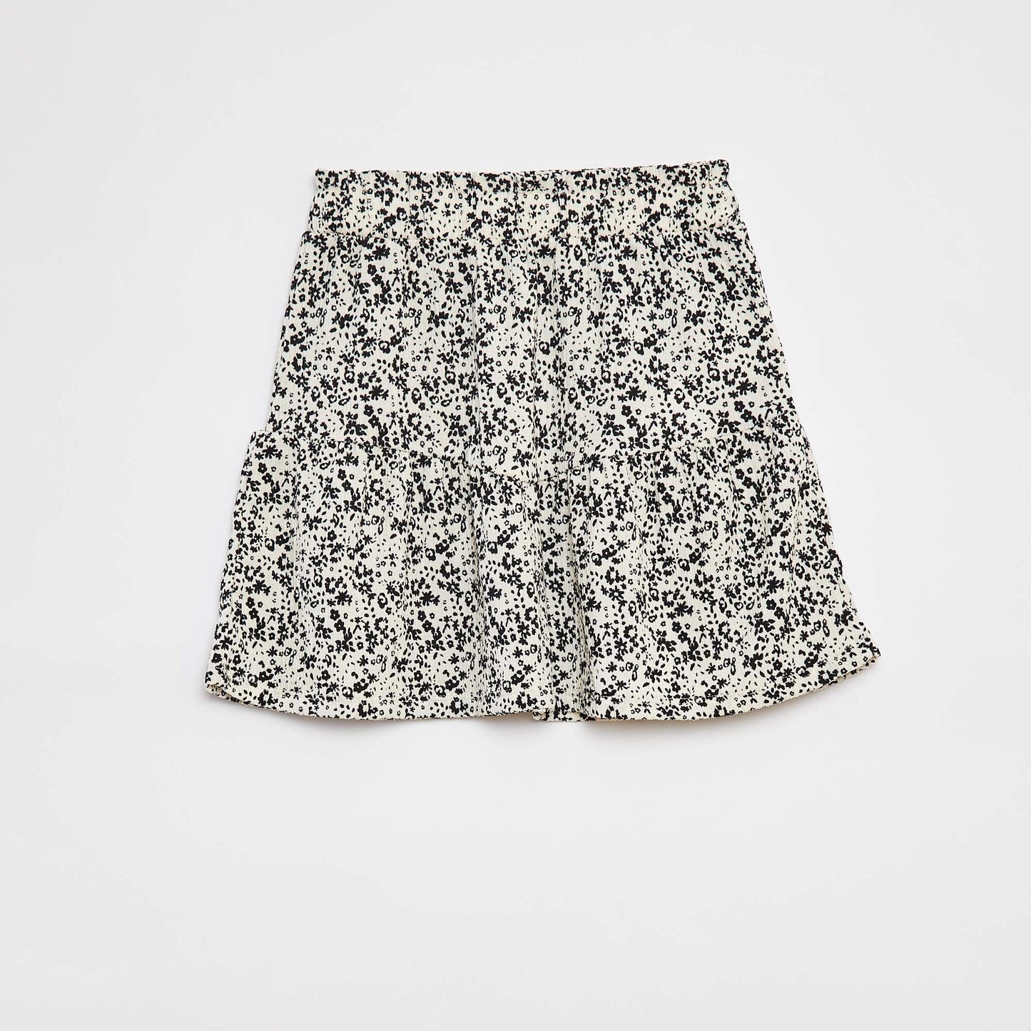Falda corta evasé de flores BLANCO