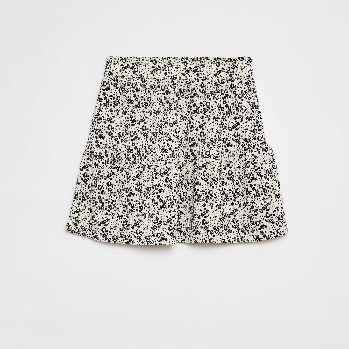 Falda corta evasé de flores BLANCO