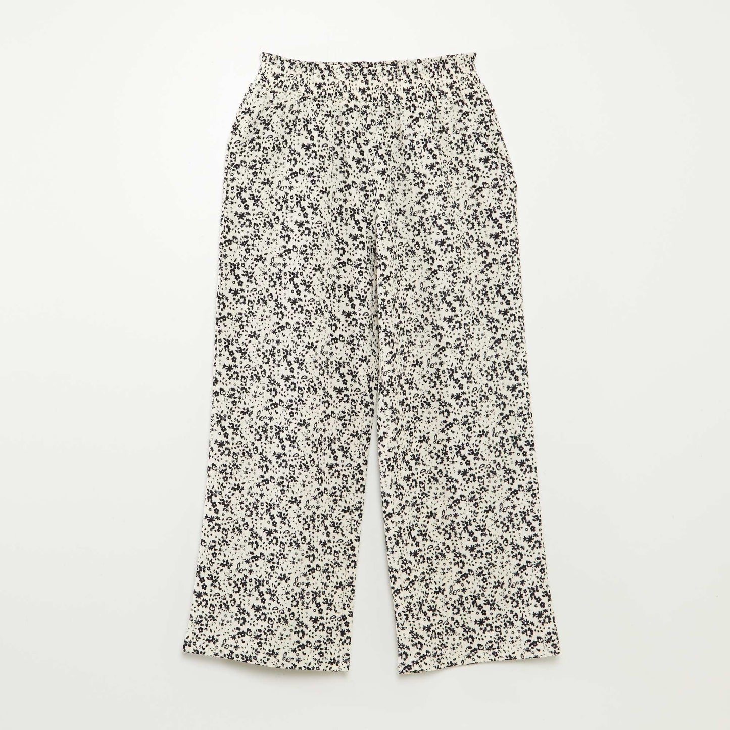 Conjunto de camiseta + pantalón vaporoso con estampado de flores - 2 piezas BLANCO