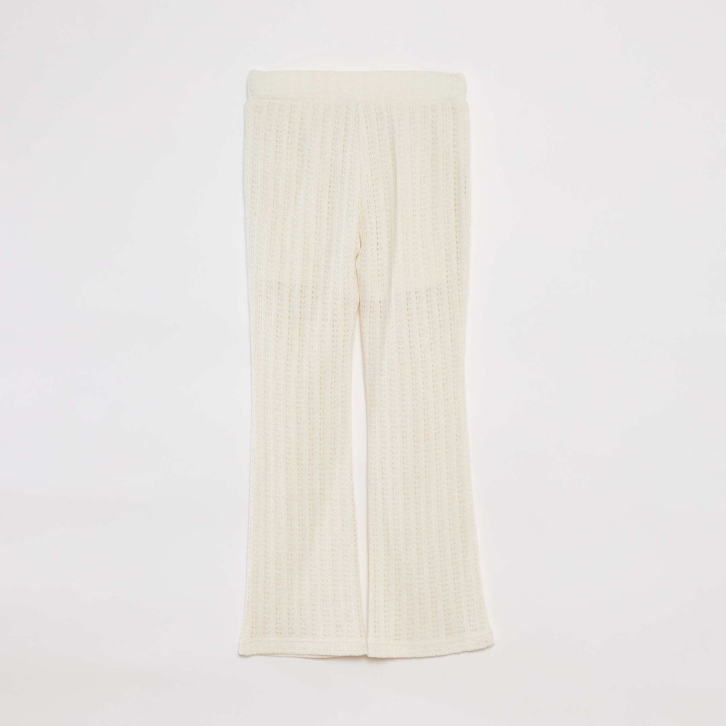 Conjunto de croché con camiseta + pantalón flare - 2 piezas BLANCO