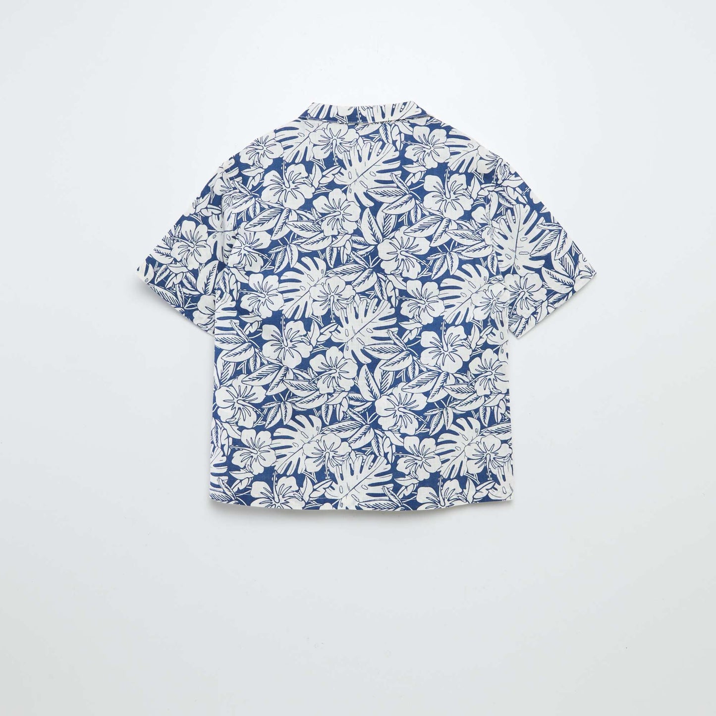 Camisa de manga corta con cuello de pijama estampado AZUL