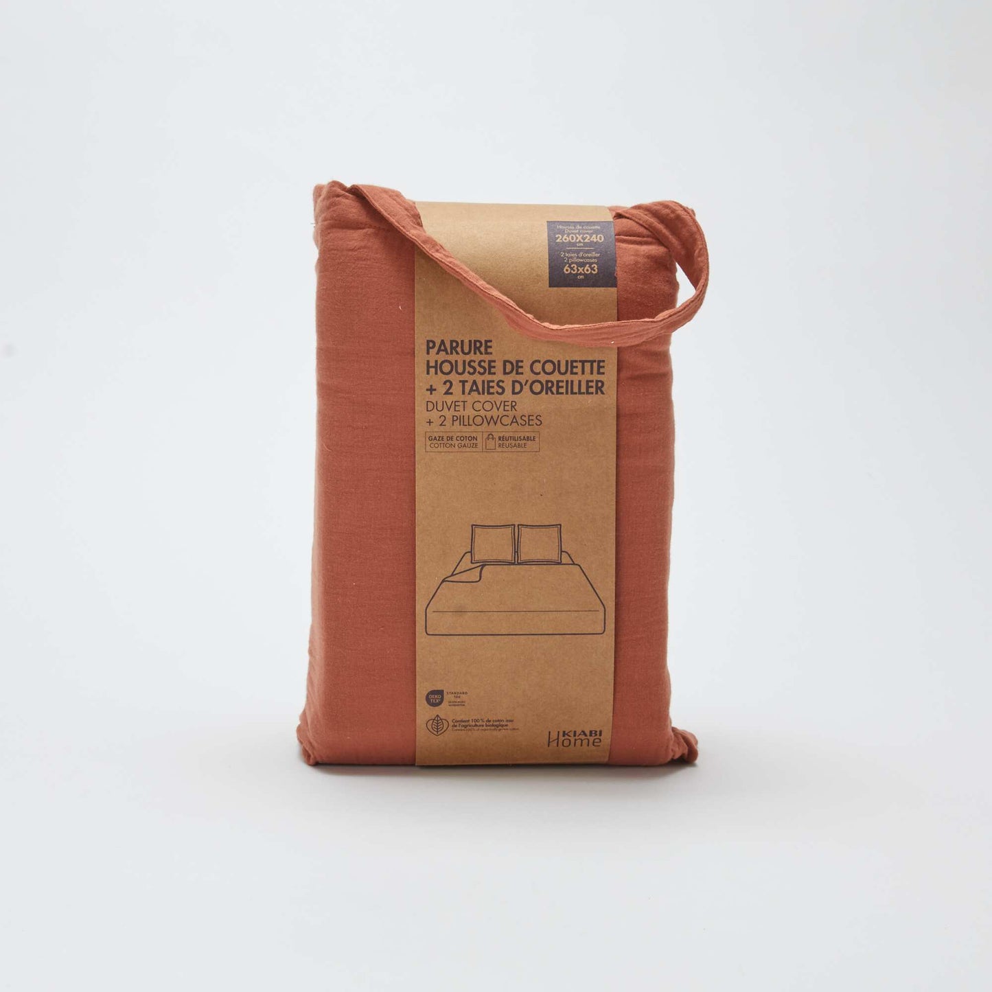 Juego de cama doble (260 x 240 cm) de gasa de algodón - Kiabi Home MARRON