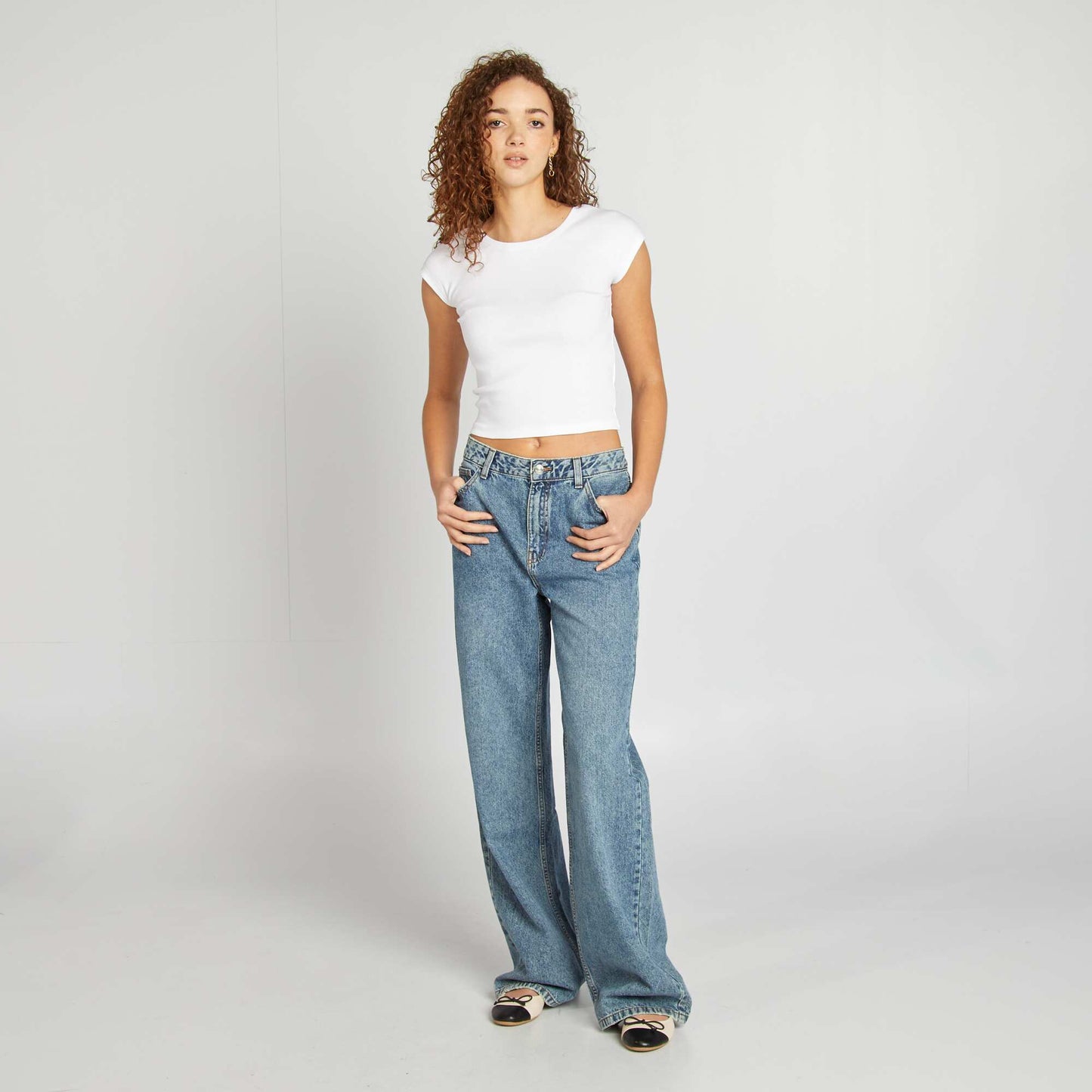 Camiseta crop top de manga corta BLANCO