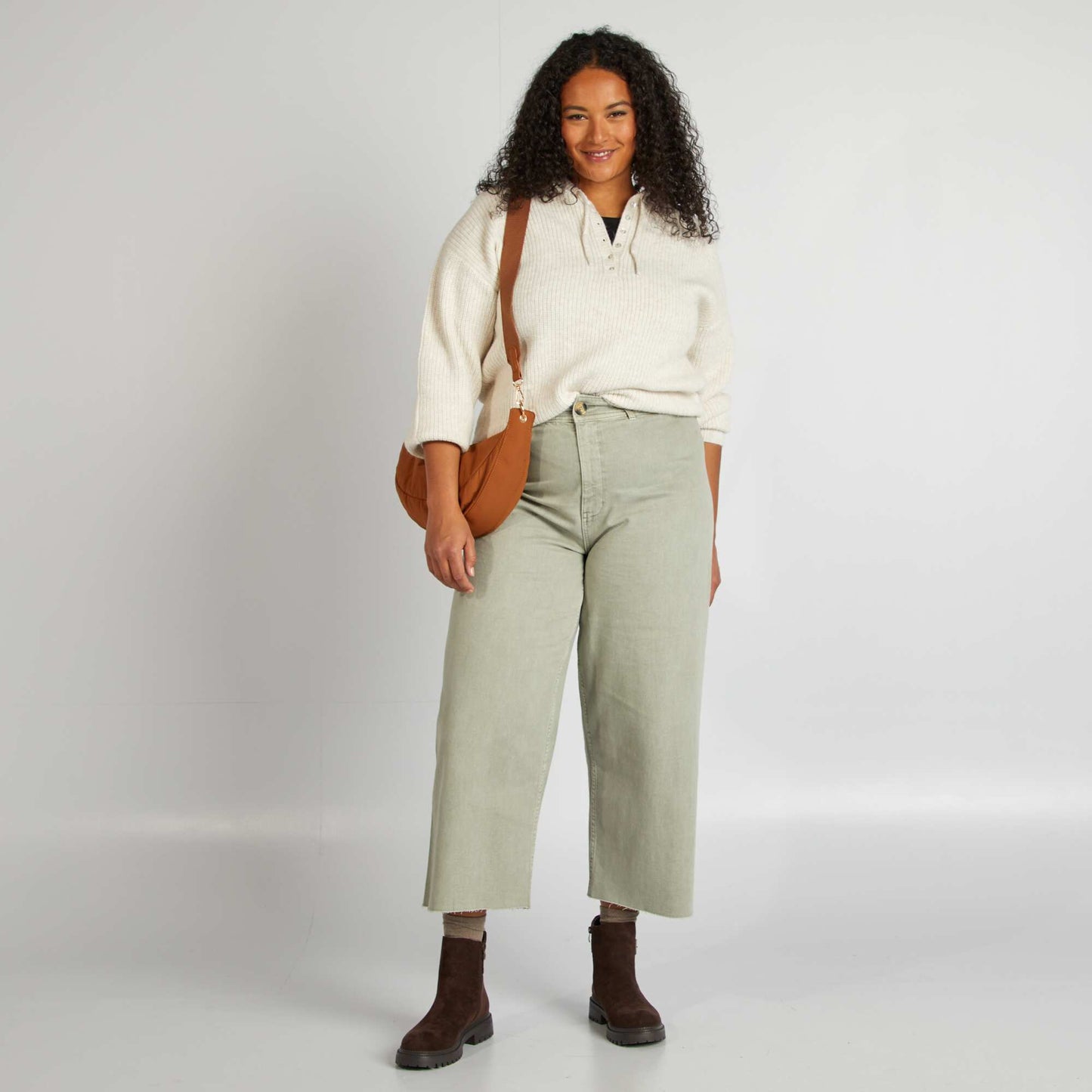 Sweater de punto con capucha BEIGE