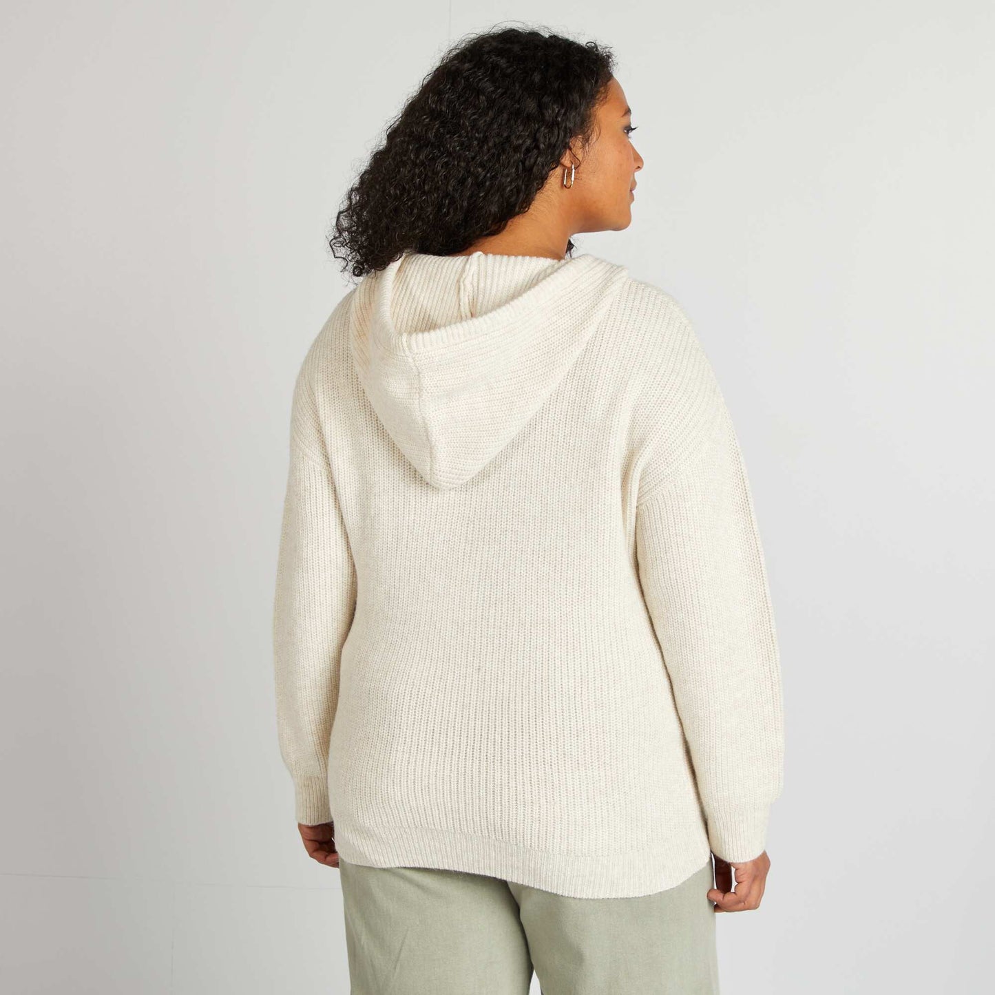 Sweater de punto con capucha BEIGE