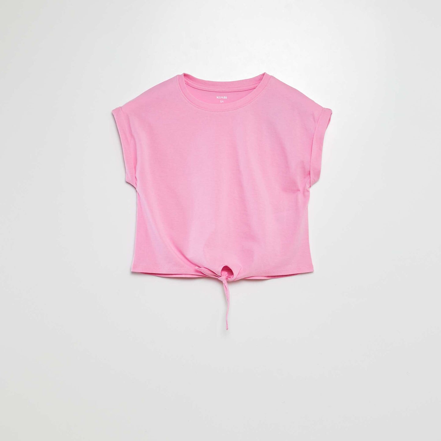 Camiseta de manga corta anudable en el bajo ROSA
