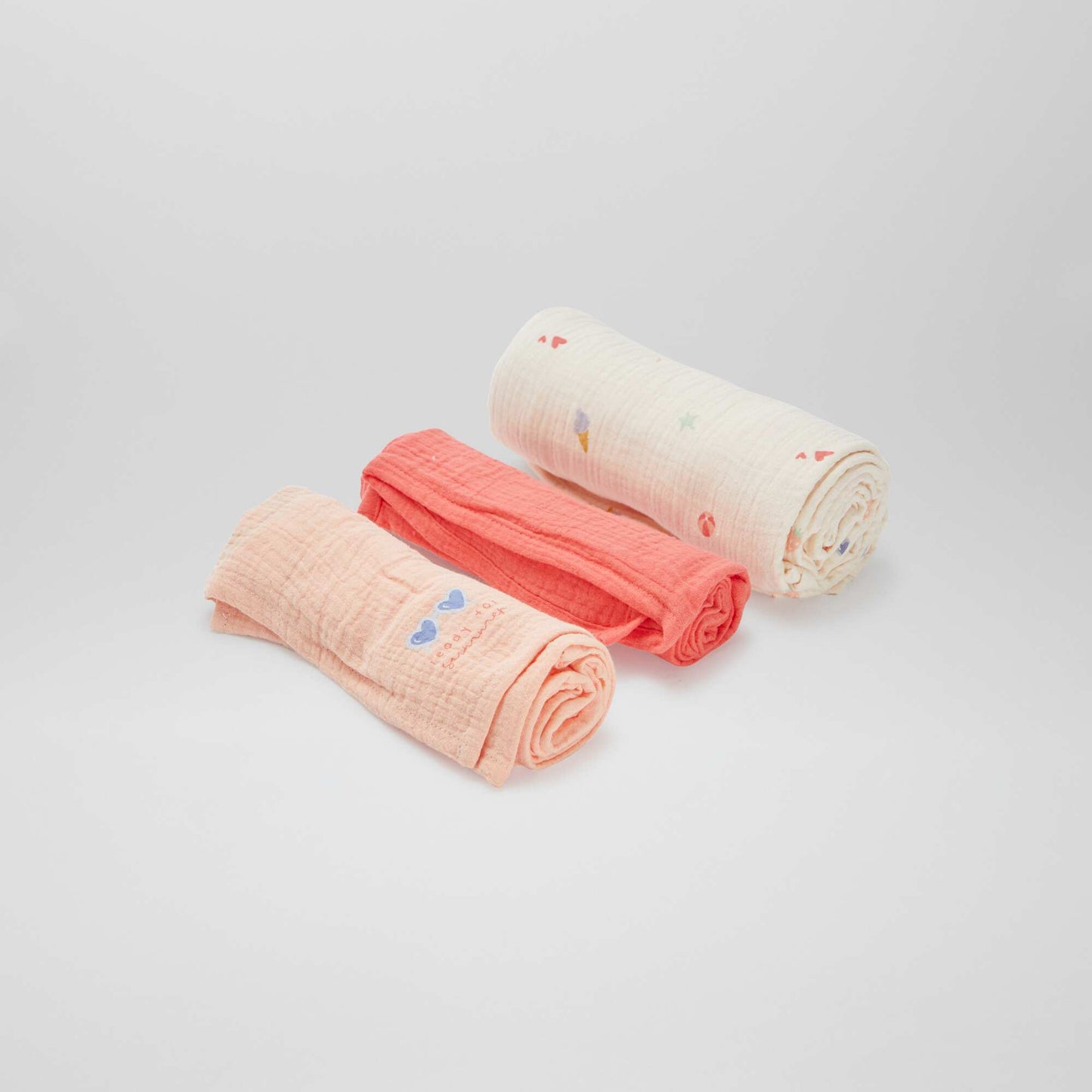 Pack de 3 muselinas - 2 de 60 x 60 y 1 de 100 x 120 cm BLANCO