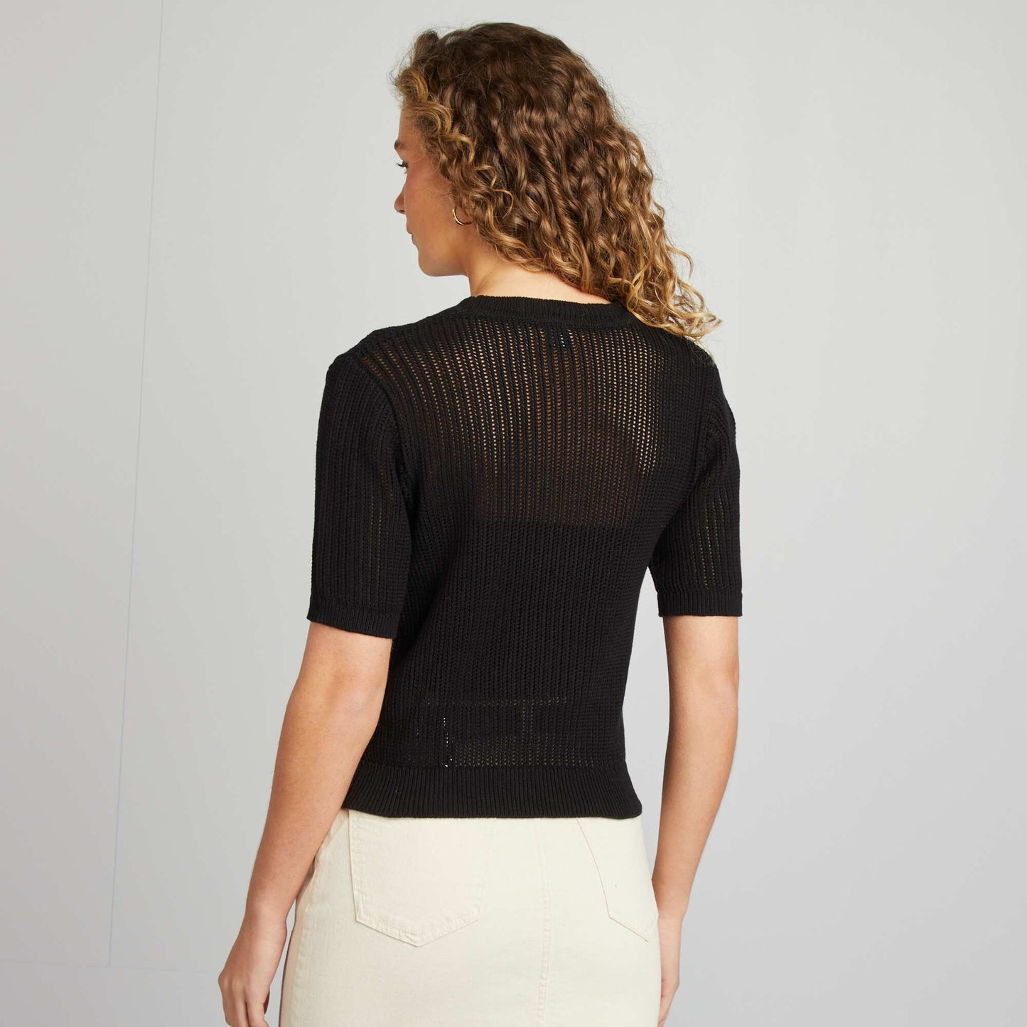 Sweater de punto calado NEGRO