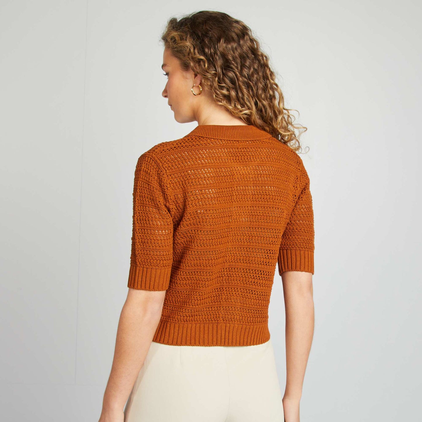 Chaqueta de manga corta de croché NARANJA